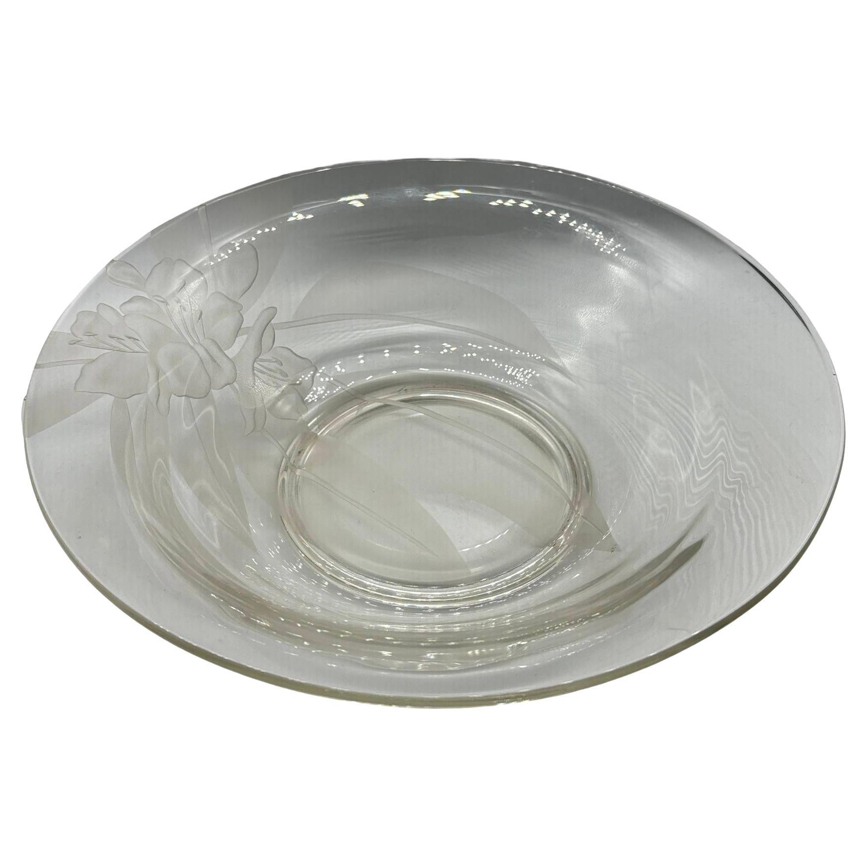 Vintage 1950's Dorothy Thorpe Etched Art Glass Hibiscus Bowl (bol à hibiscus)