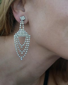 VINTAGE 1950s DRAPED DIAMANTÉ CHANDELIER EARRINGS