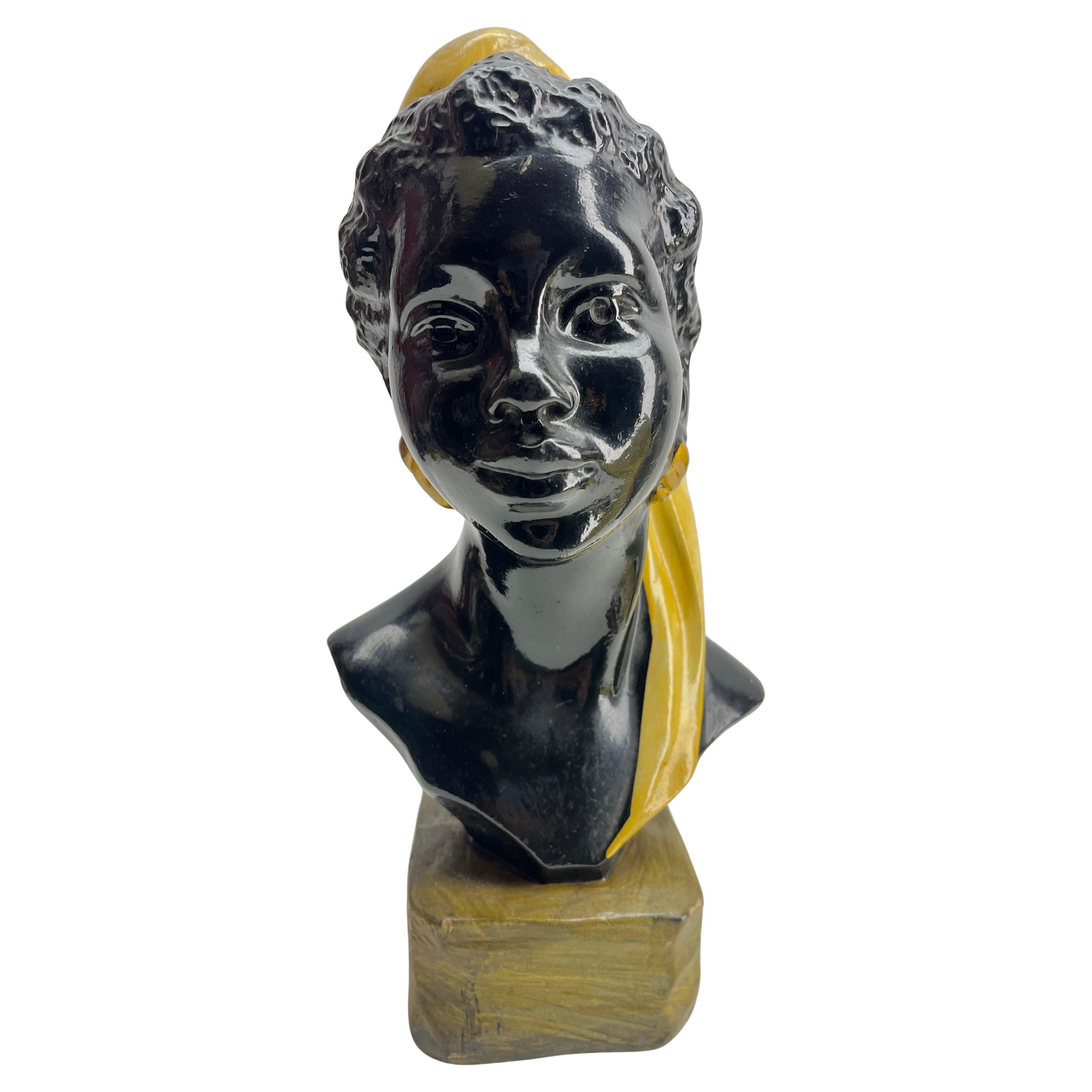 Fatto a mano Vintage By 1950 Duron Busto in gesso nero in vendita