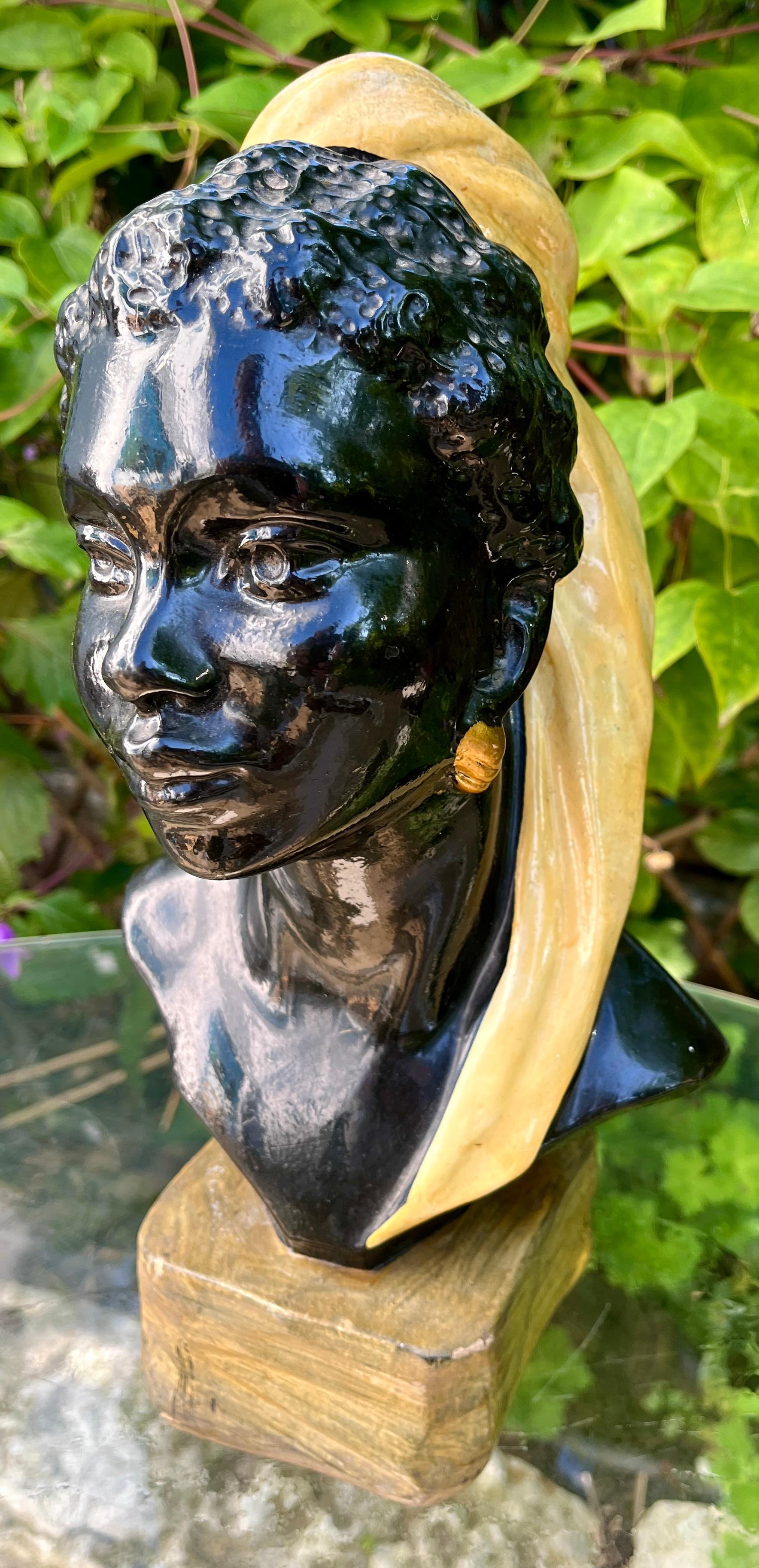Vintage By 1950 Duron Busto in gesso nero In condizioni buone in vendita a Verviers, BE
