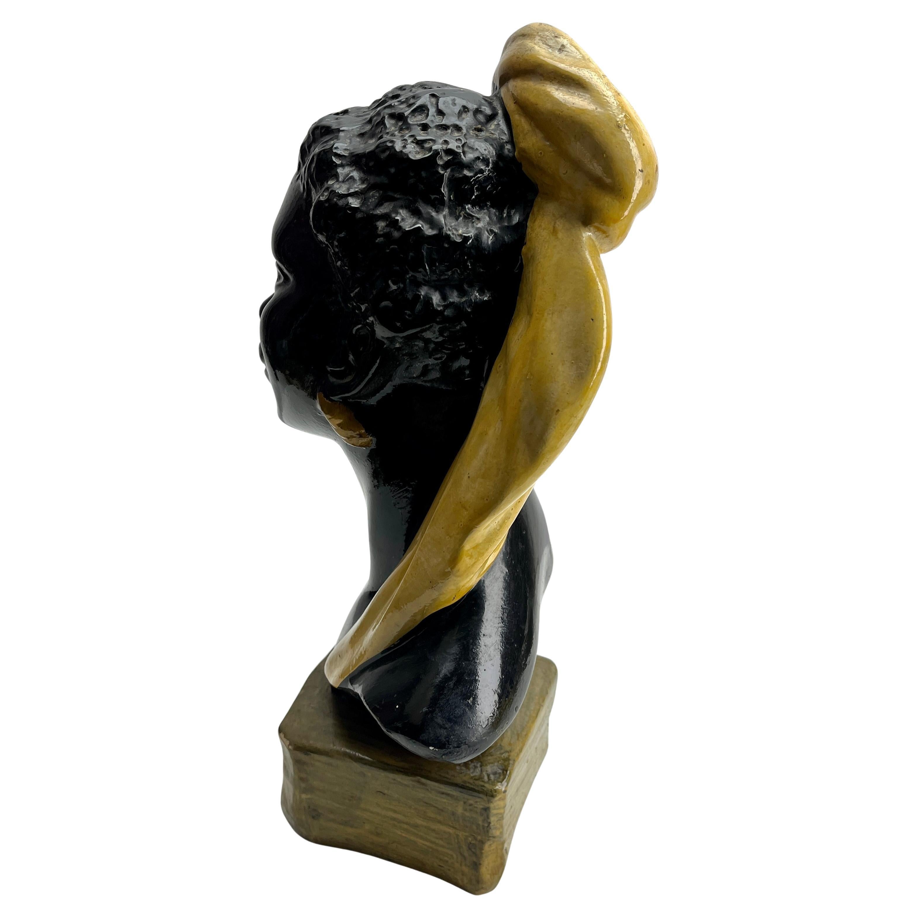 Metà XX secolo Vintage By 1950 Duron Busto in gesso nero in vendita