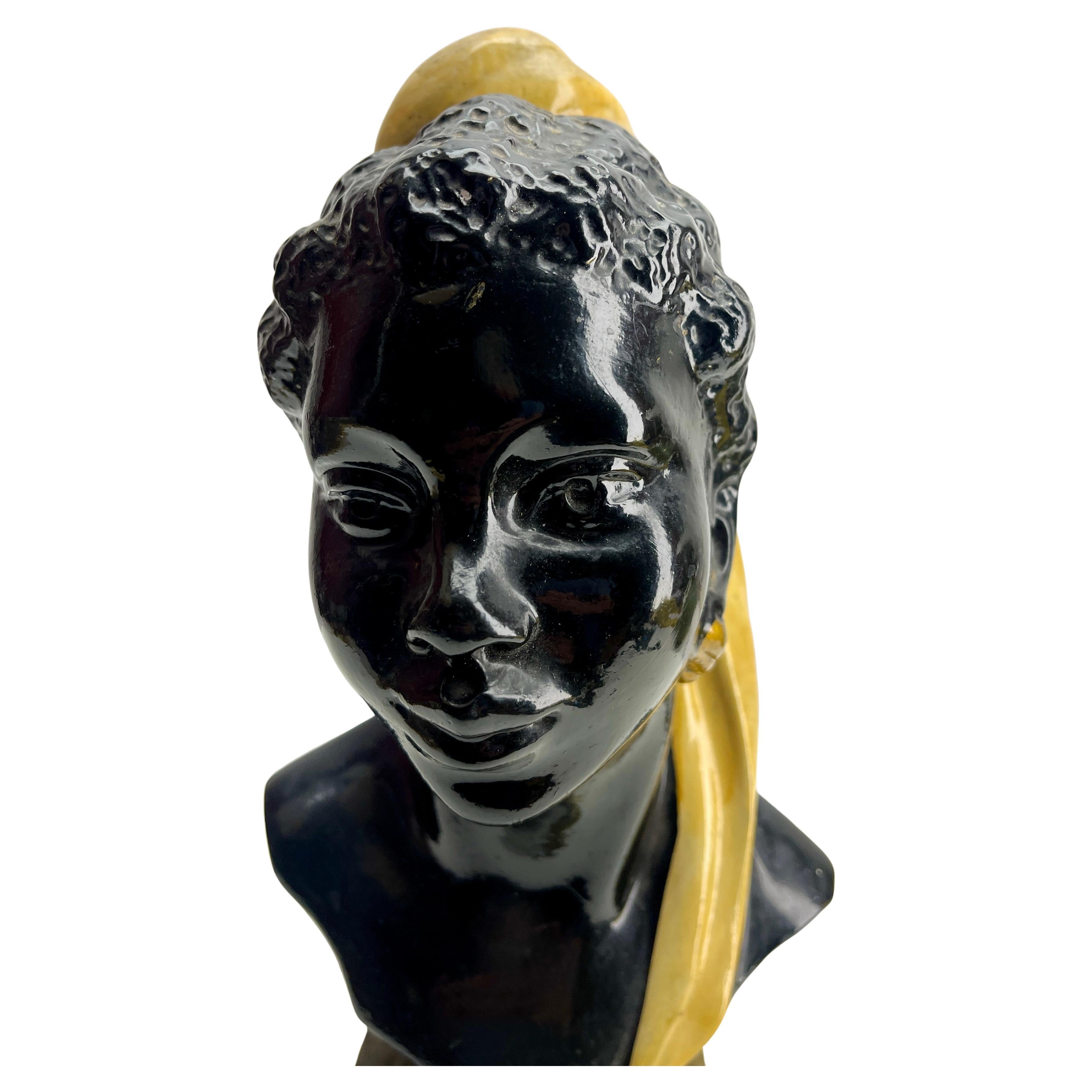 Vintage By 1950 Duron Busto in gesso nero in vendita 1