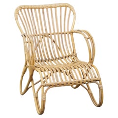 Vintage 1950s Dutch design rattan armchair with beautiful organic shapes