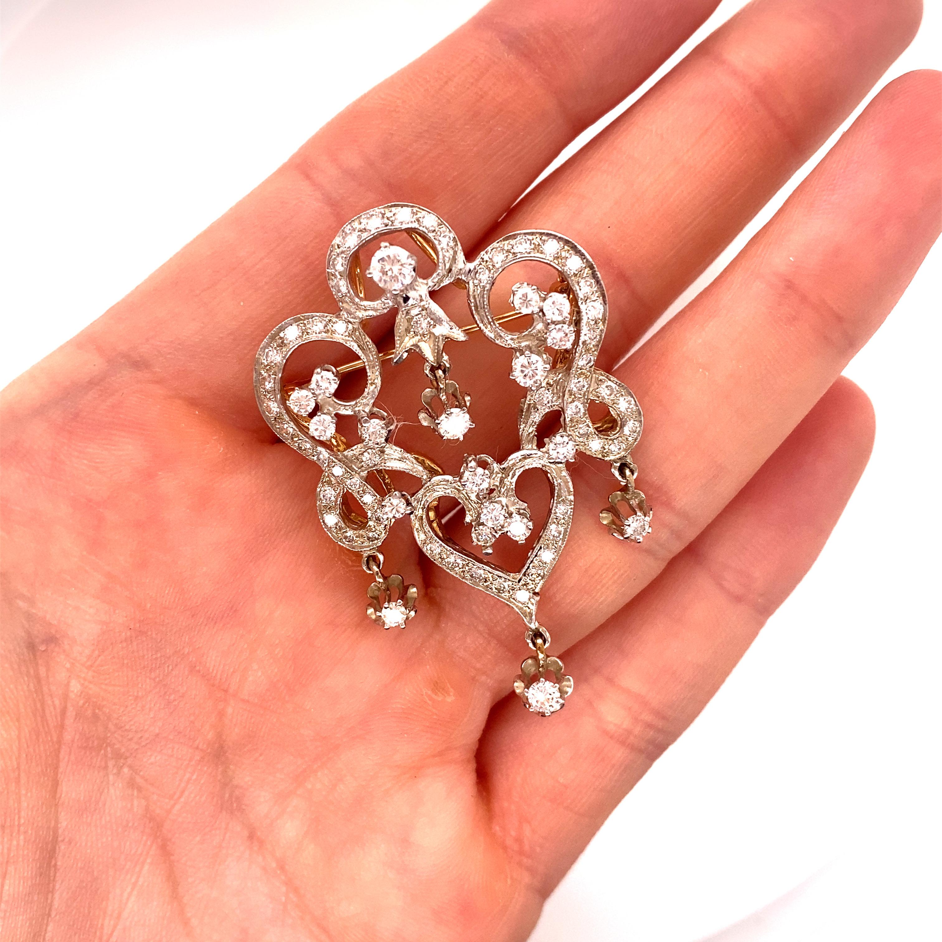 Vintage 1950’s Edwardian Reproduction Diamond Chandelier Brooch and Pendant For Sale 1