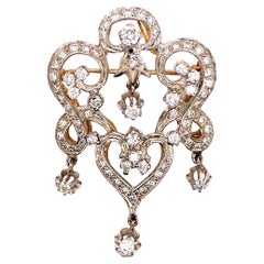 Vintage 1950’s Edwardian Reproduction Diamond Chandelier Brooch and Pendant