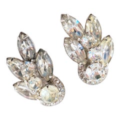 Retro 1950s Eisenberg Crystal Rhinestone Ear Climber Statement Earrings