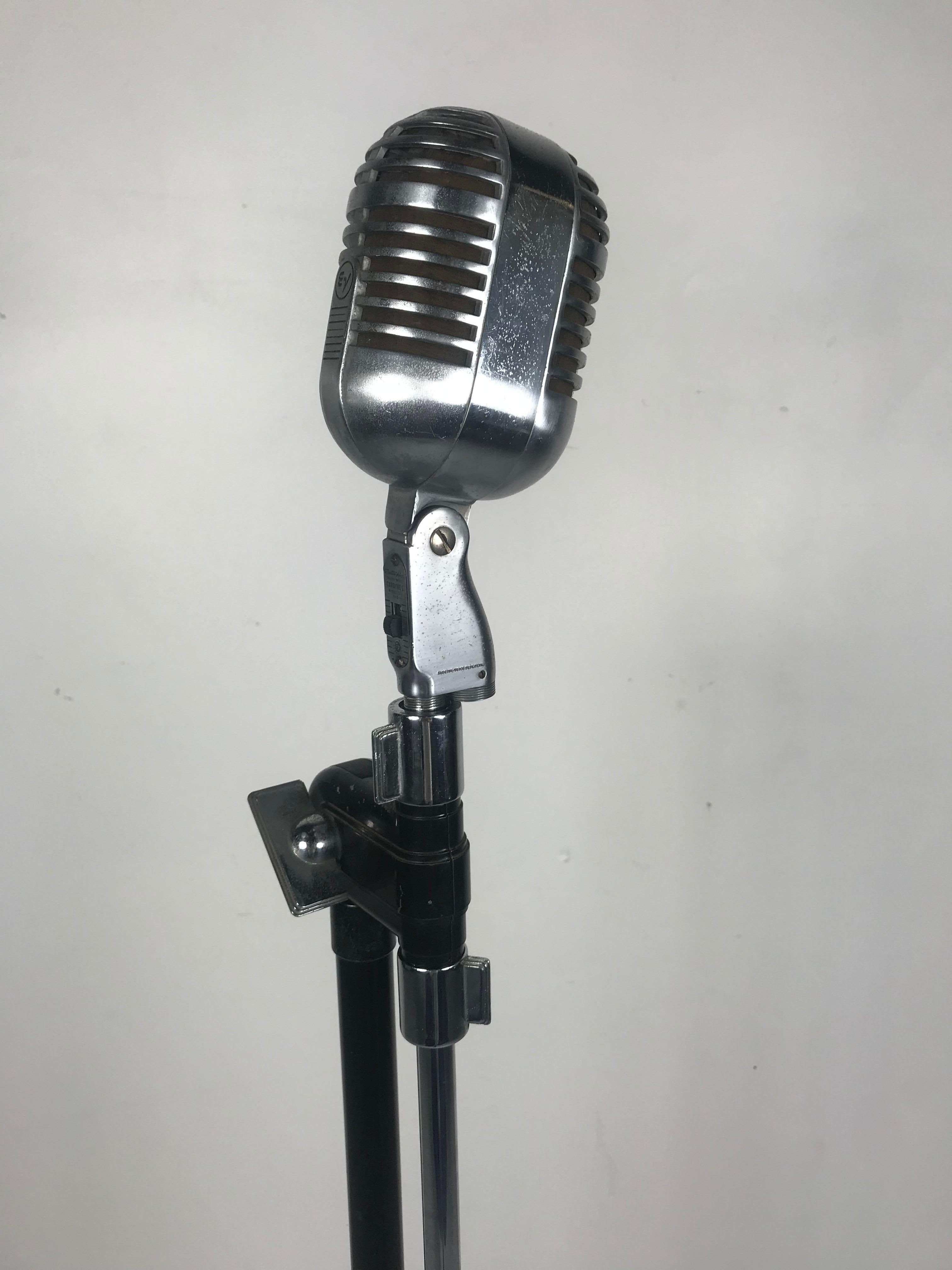 American Vintage 1950s Electro Voice 726 Microphone with Rare 1930s Art Deco Boom Stand 