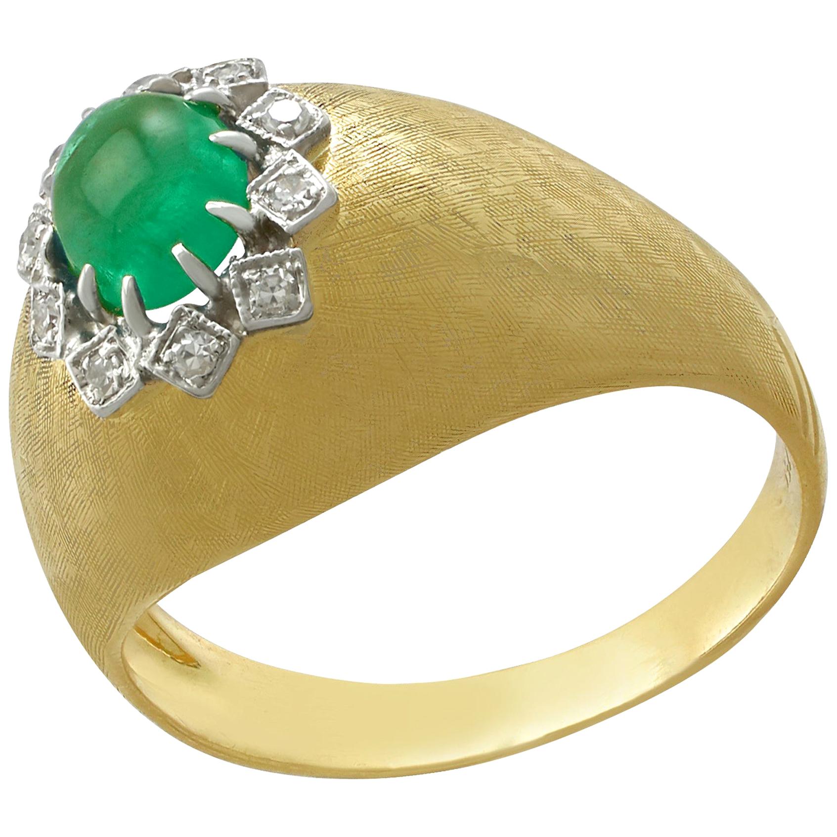 Contemporary Emerald Diamond Yellow Gold Cocktail Ring at 1stDibs