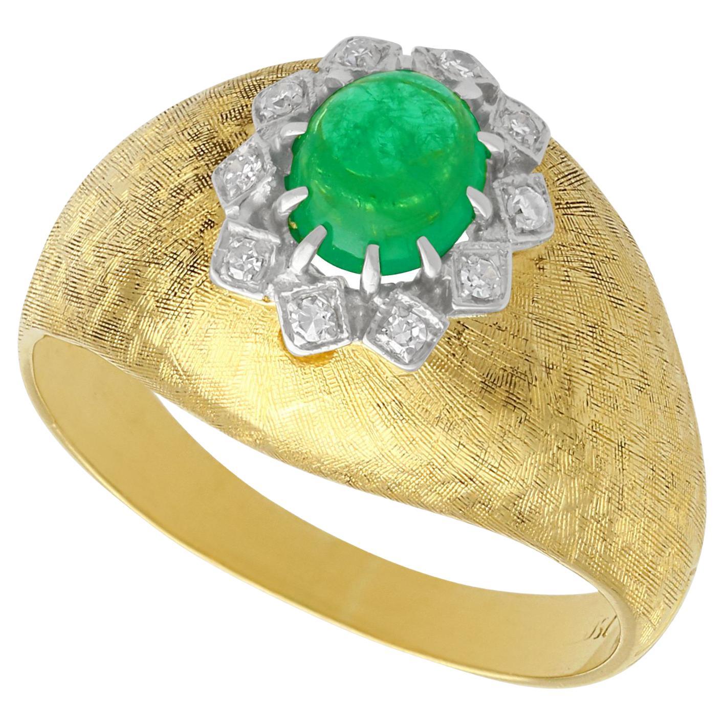 1950s Platinum Diamond Emerald Cocktail Ring For Sale at 1stDibs