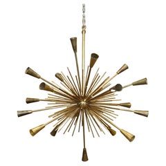 Vintage 1950s Era Italian Brass Sputnik Chandelier 1 of 4 Matching Chandeliers