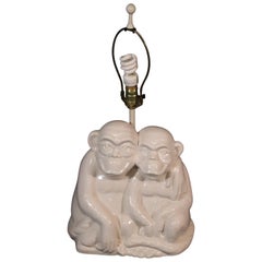 Retro 1950s Era Monkey Lamp with Hugging Monkeys