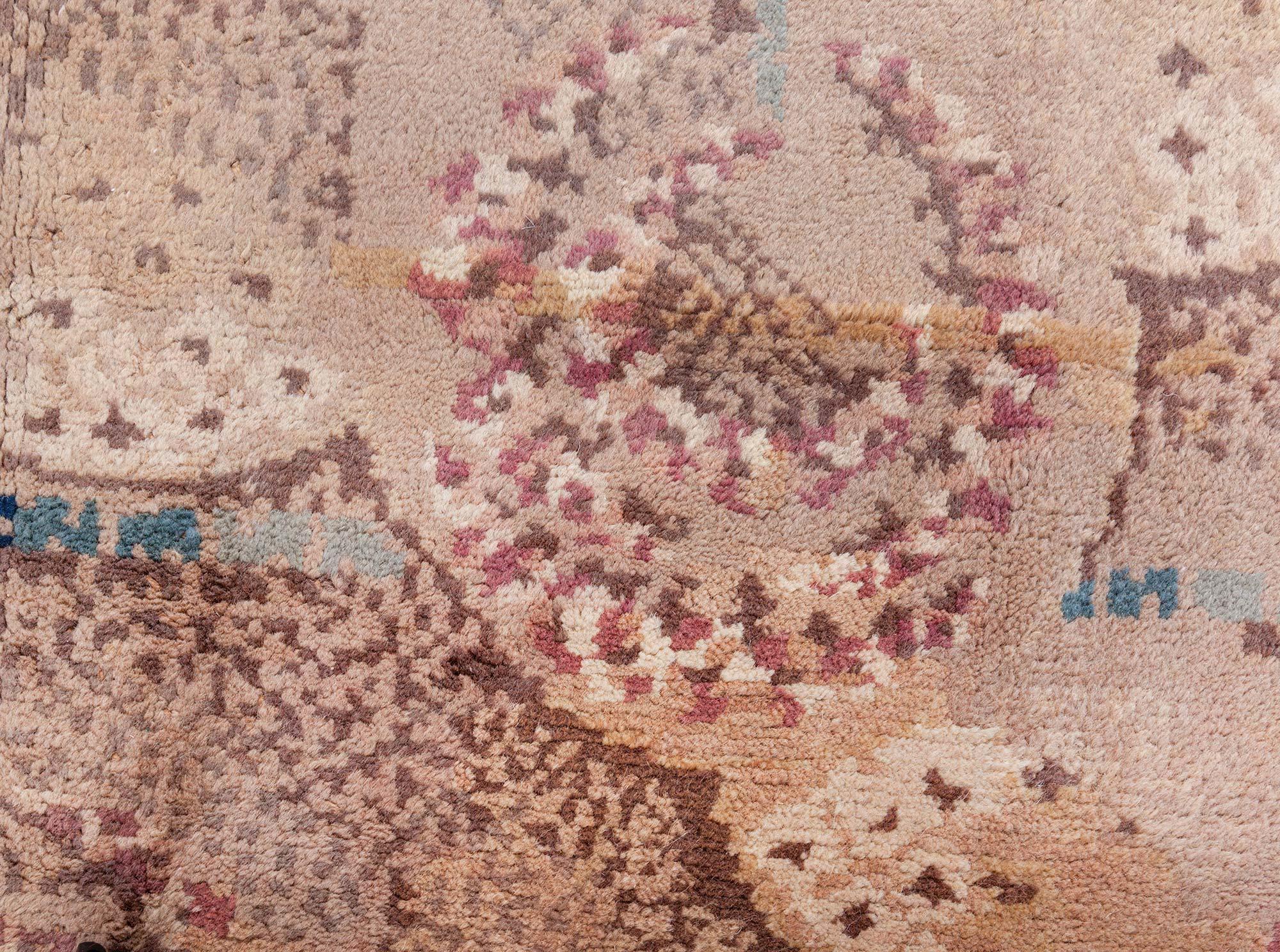 Hand-Knotted Vintage 1950s European Art Deco Rug Doris Leslie Blau For Sale