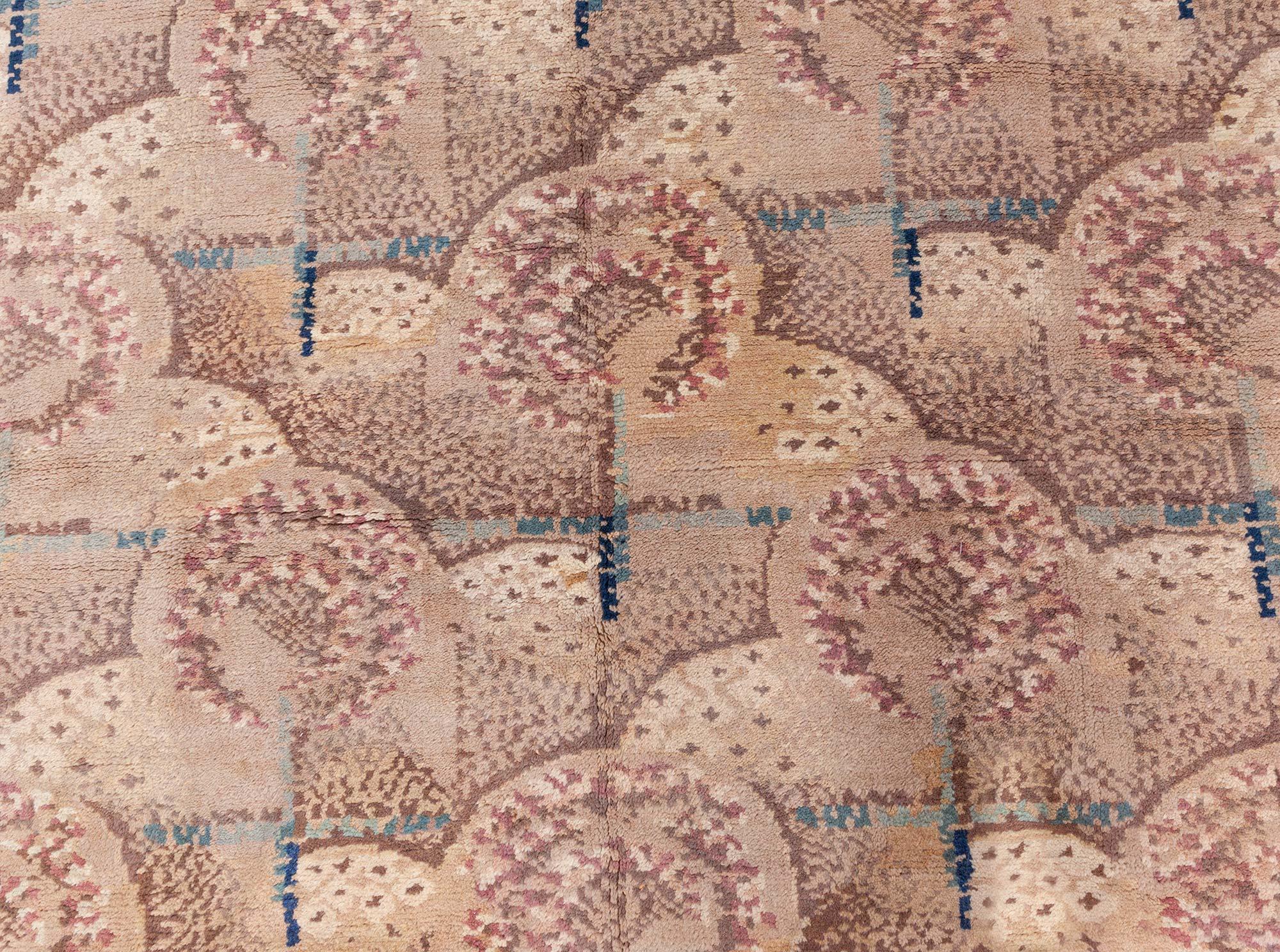 Wool Vintage 1950s European Art Deco Rug Doris Leslie Blau For Sale