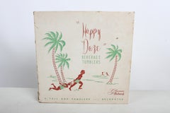 Vintage 1950s Federal Glass "Happy Daze" Frosted Tumbler Set with Original Box