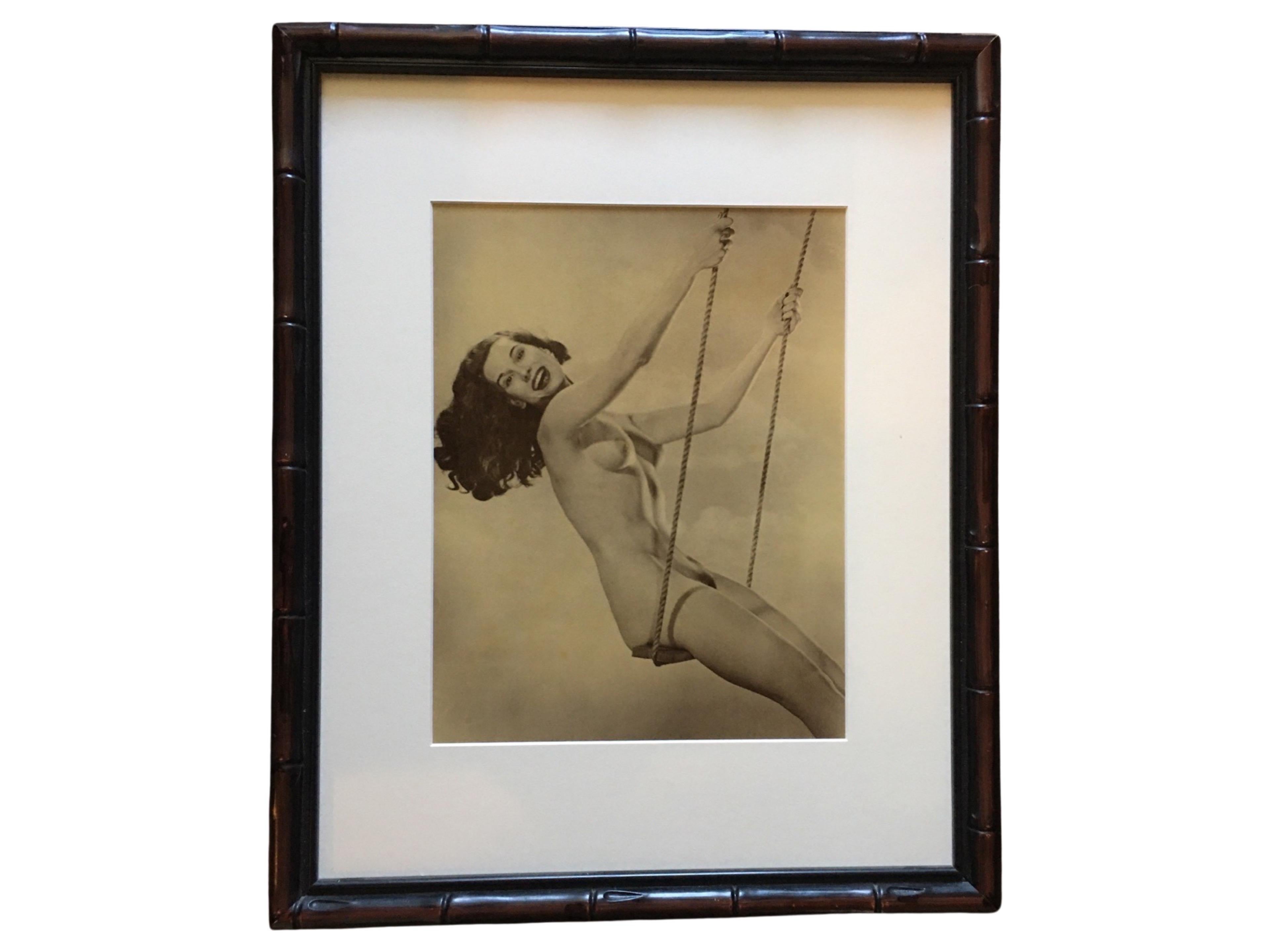 This photograph was part of a large collection purchased  in the Hollywood hills in the early 90s. All the photographs were mid-century 1950s original photographs largely of male and female nudes. This is a rare one as it is large photograph: 11 x
