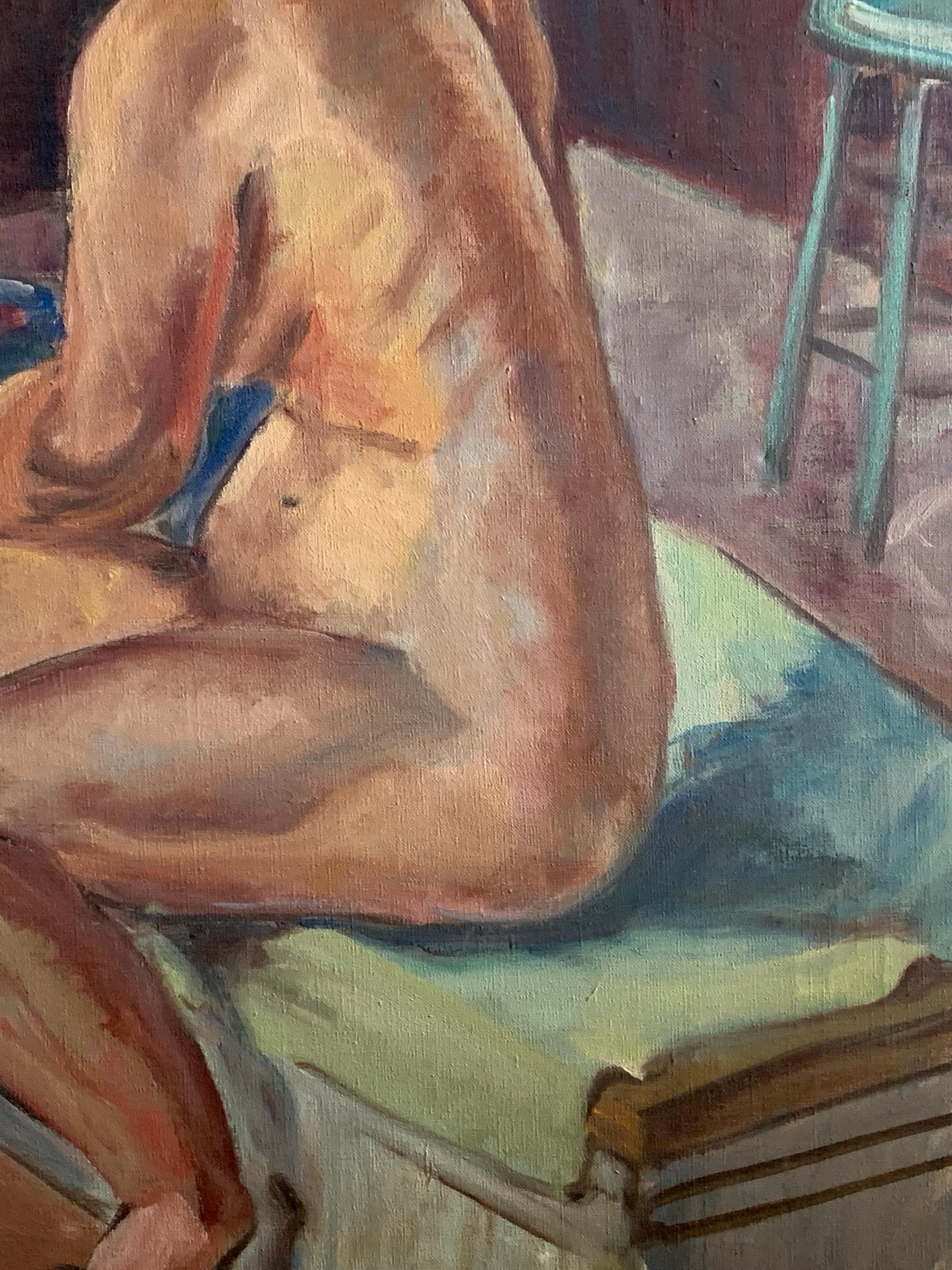 Vintage 1950s Weiblicher Akt Studie Originalgemälde im Zustand „Gut“ im Angebot in Palm Springs, CA