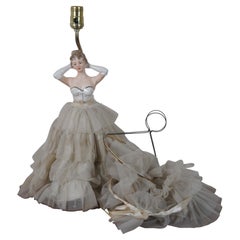 Vintage 1950s Figural Porcelain Lady Bust Boudoir Vanity Lamp Nightlight