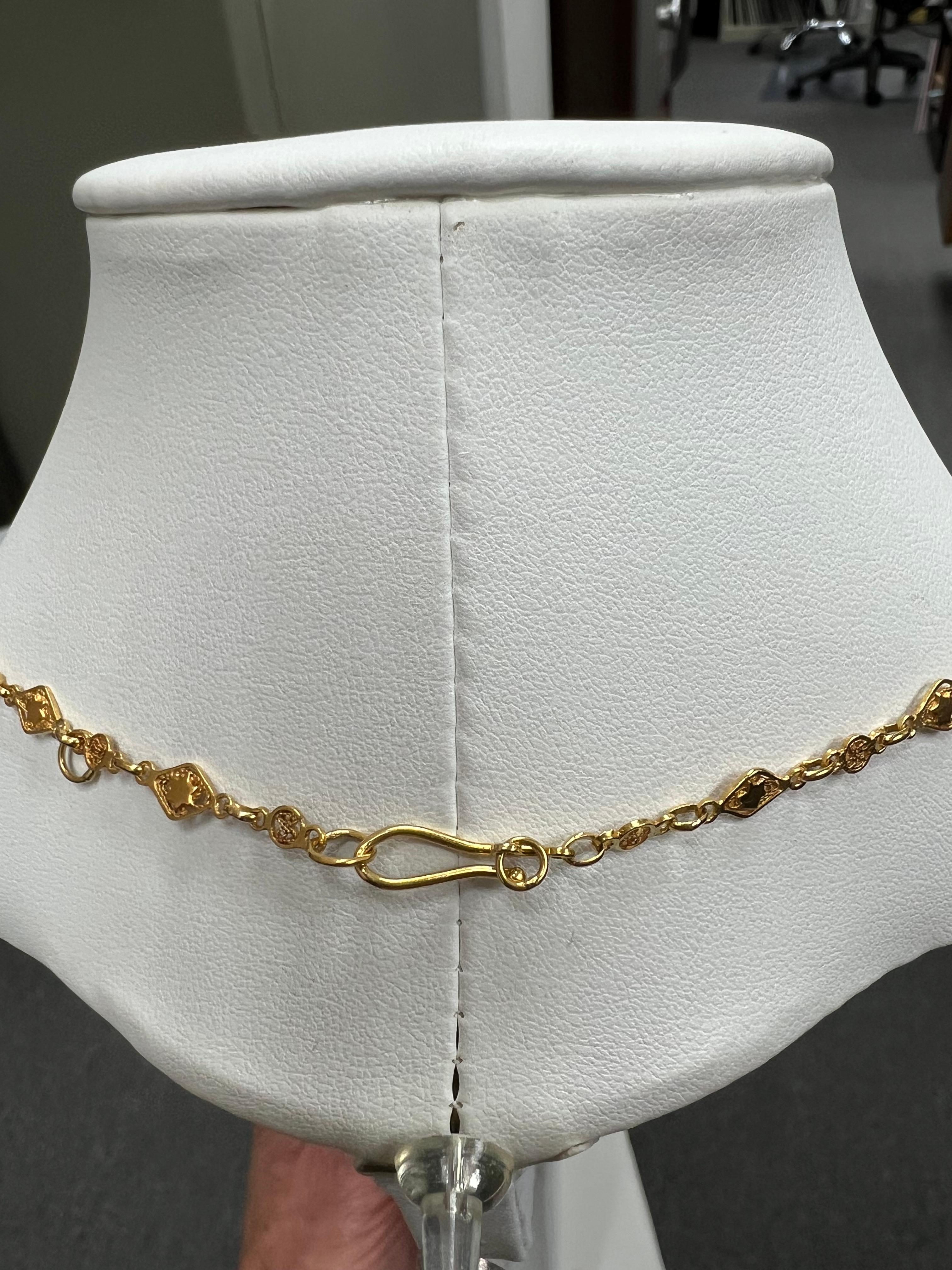 Vintage 1950s Filigree Fringe 18k Yellow Gold Pearl Necklace en vente 2