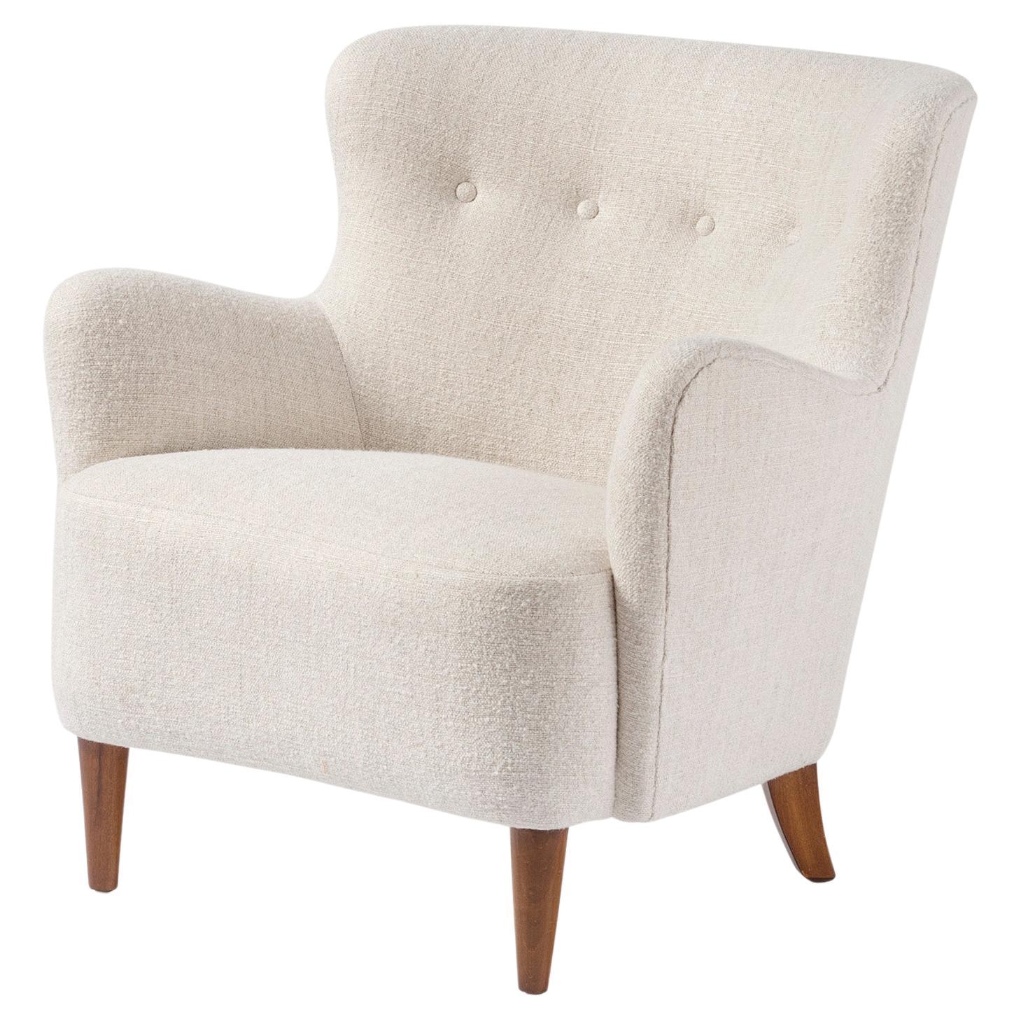 Vintage 1950s Finnish Armchair in Pierre Frey Fabric