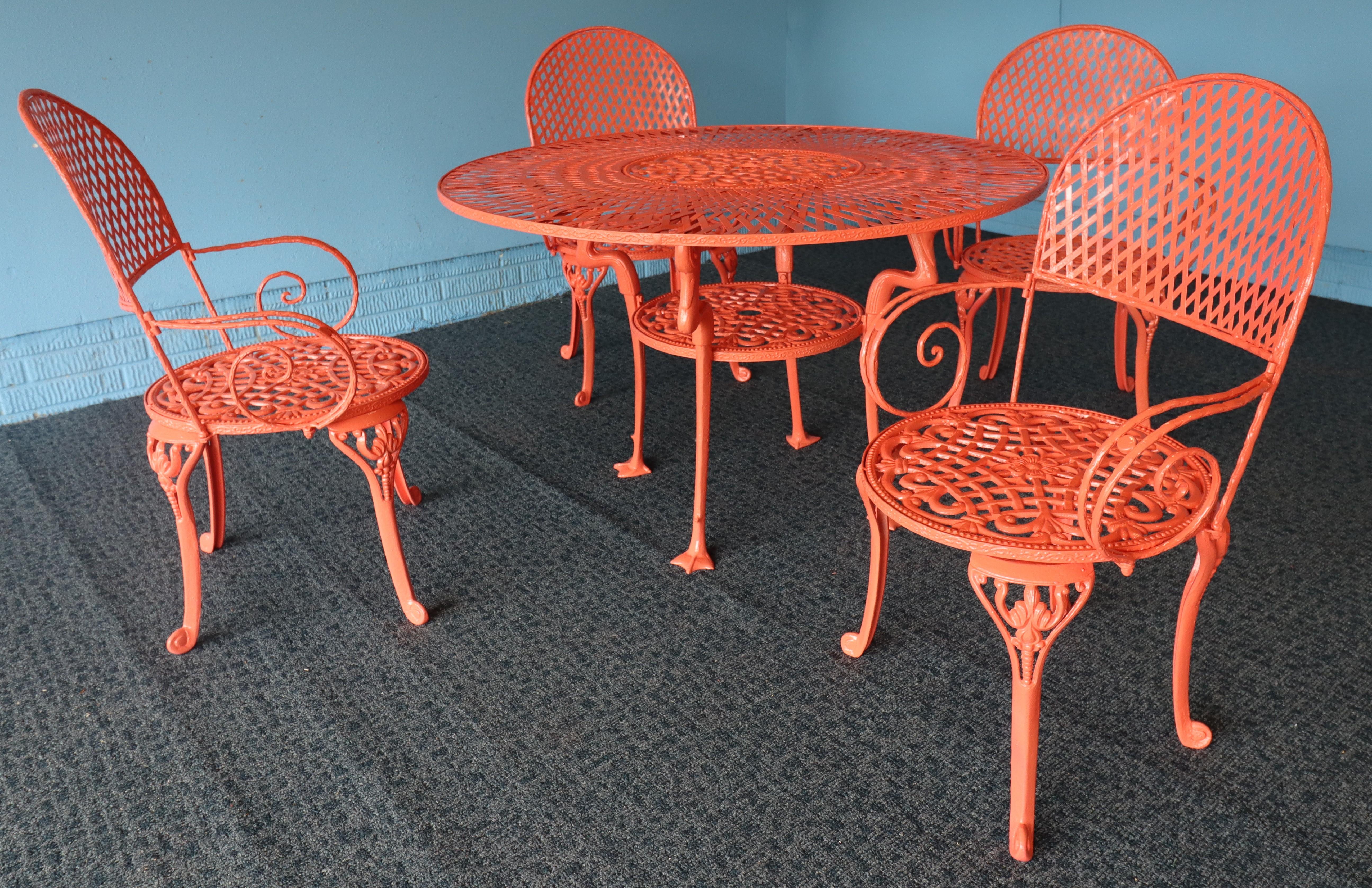 Vintage 1950s Flamingo-Themed Wrought Iron Patio Set – Rare Custom Design For Sale 3