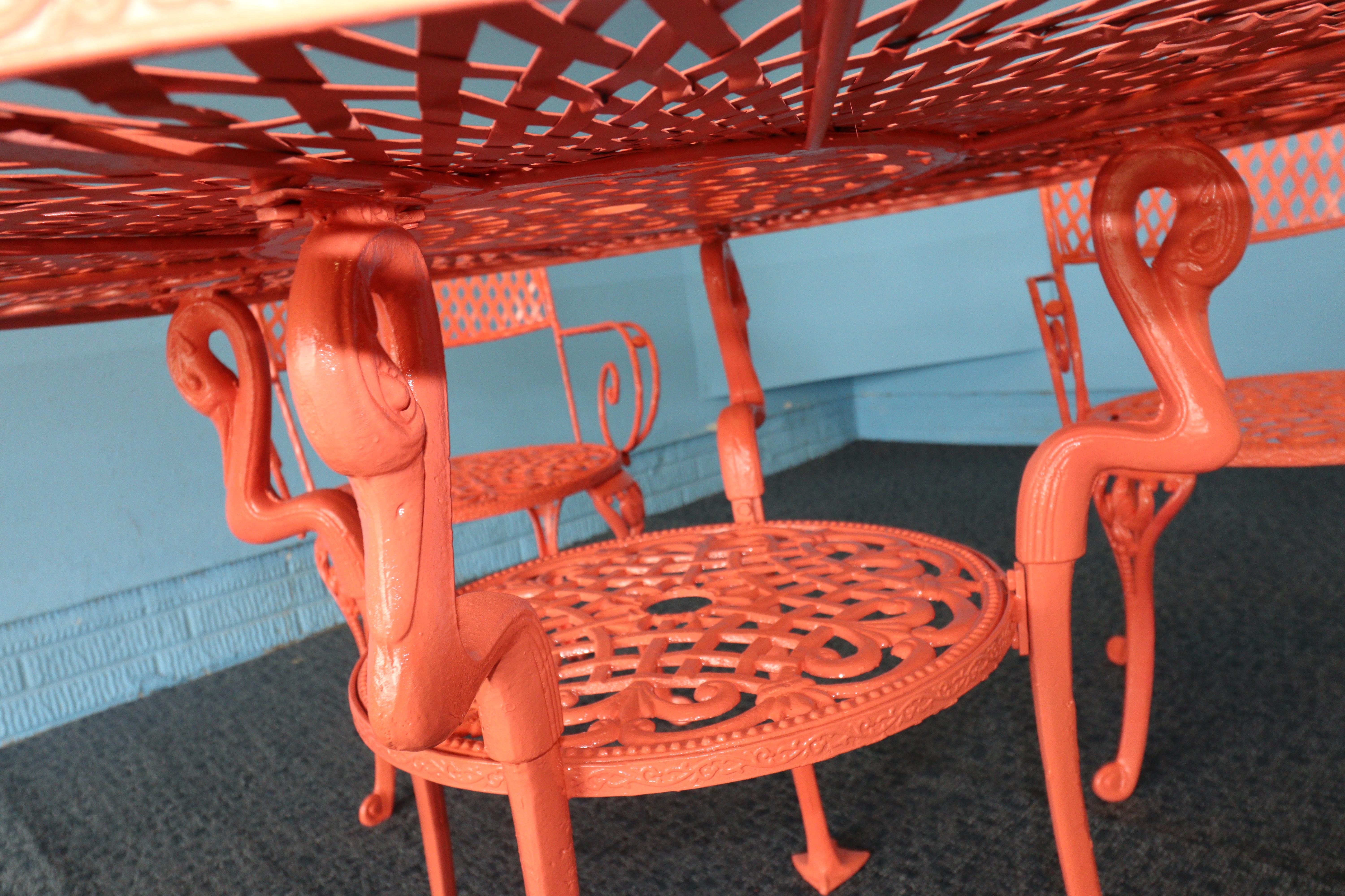 Vintage 1950s Flamingo-Themed Wrought Iron Patio Set – Rare Custom Design For Sale 5