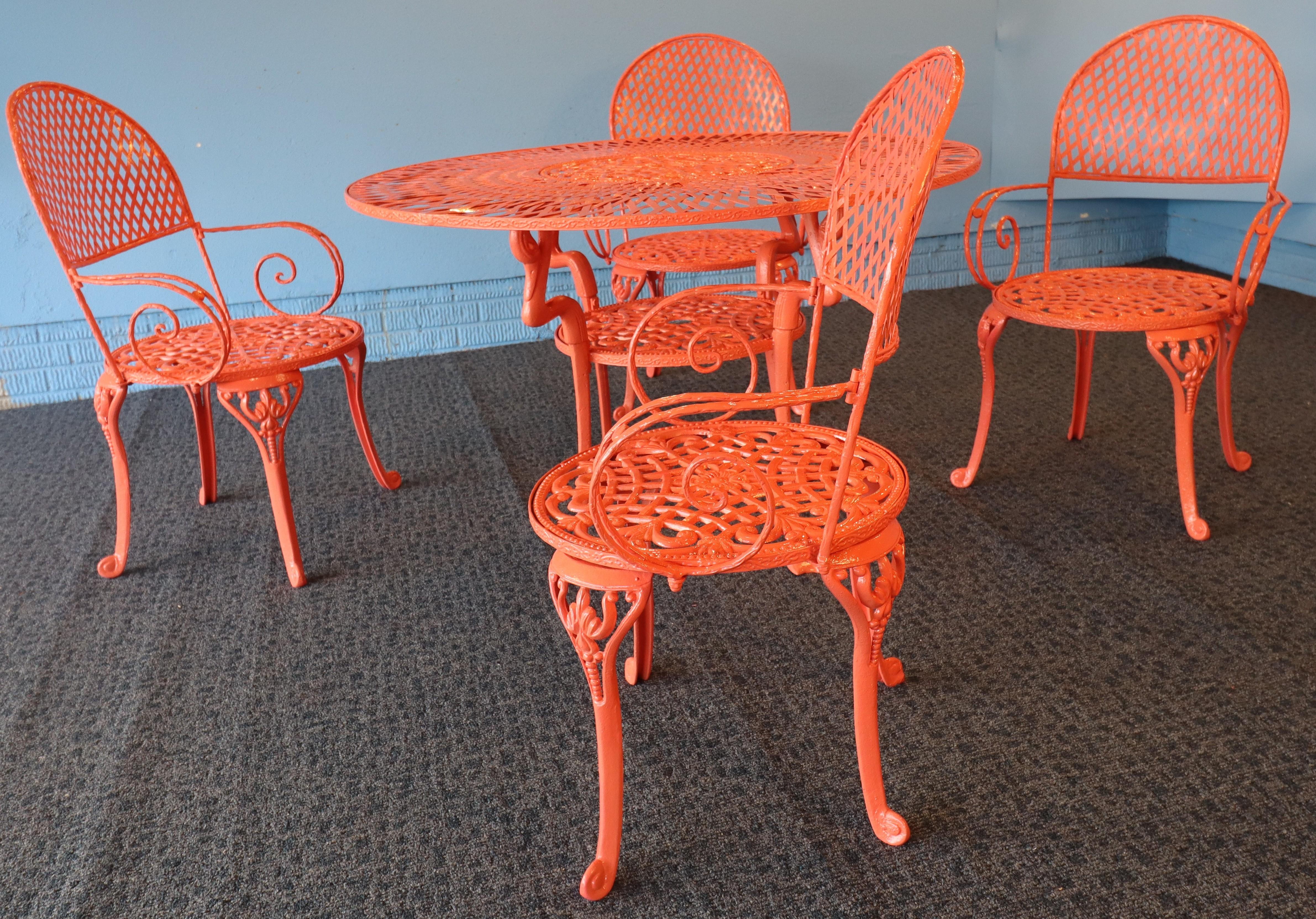 20th Century Vintage 1950s Flamingo-Themed Wrought Iron Patio Set – Rare Custom Design For Sale