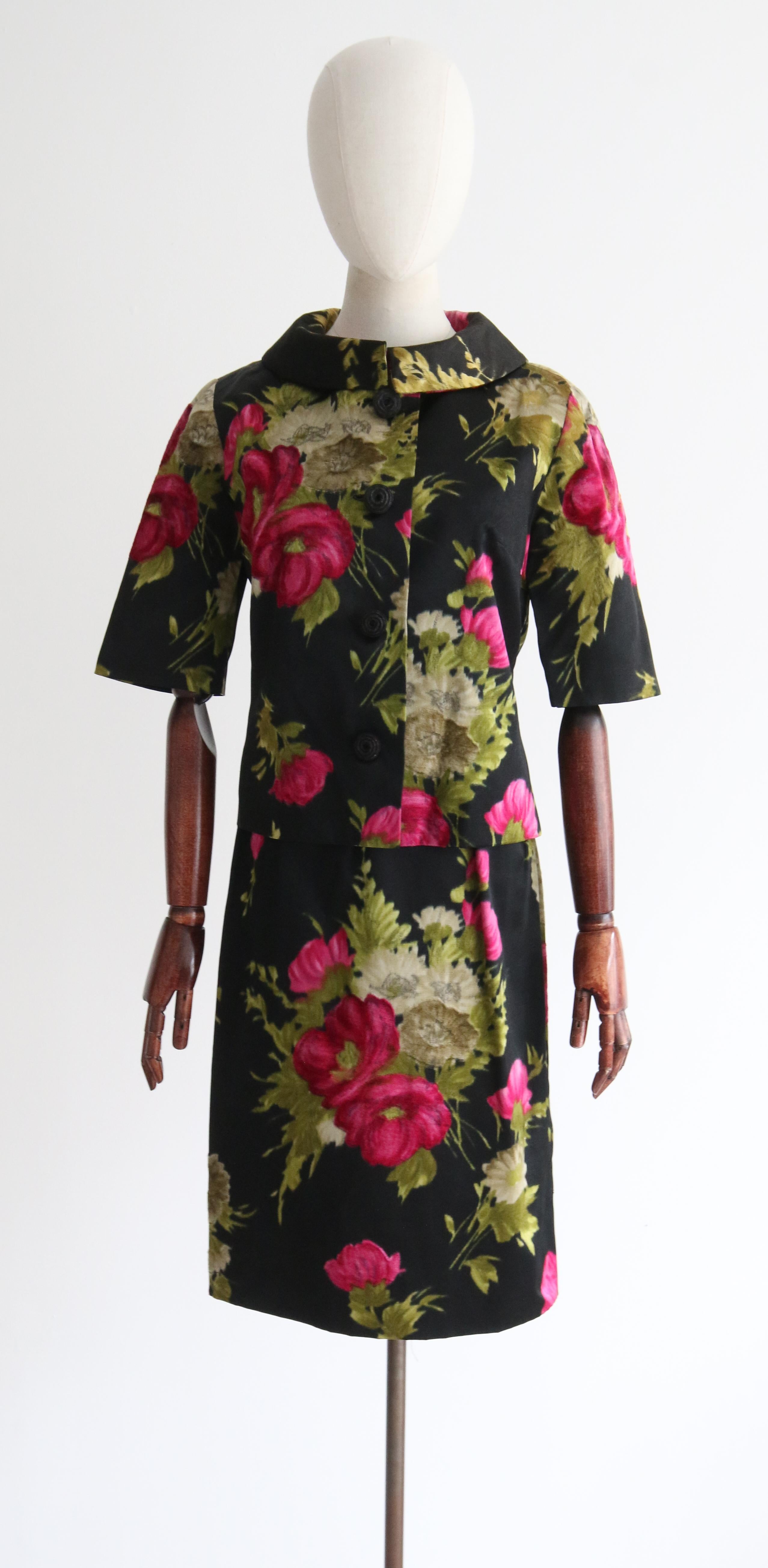 Vintage 1950's Floral Dress & Jacket UK 10 US 6  For Sale 6