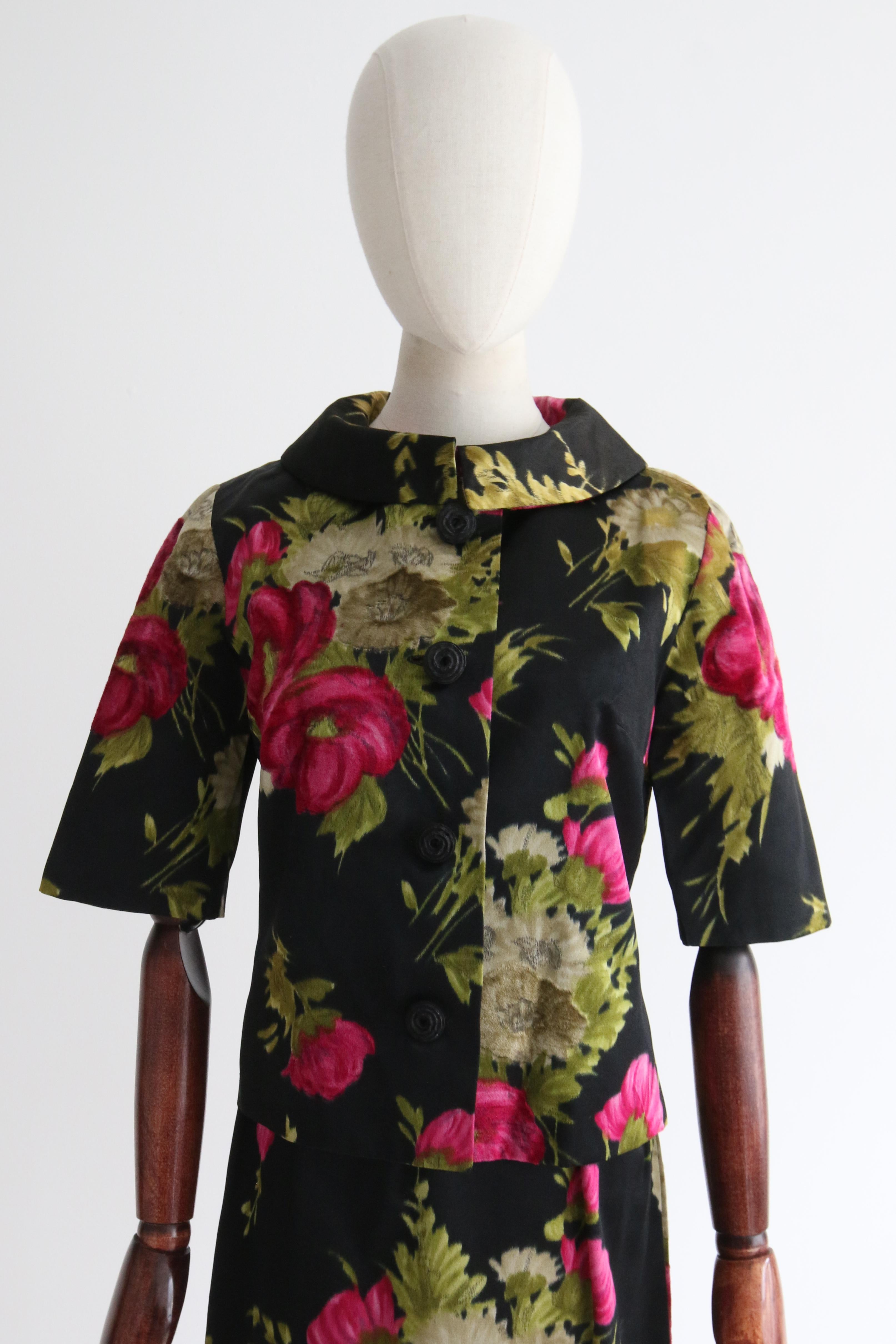 Vintage 1950's Floral Dress & Jacket UK 10 US 6  For Sale 7