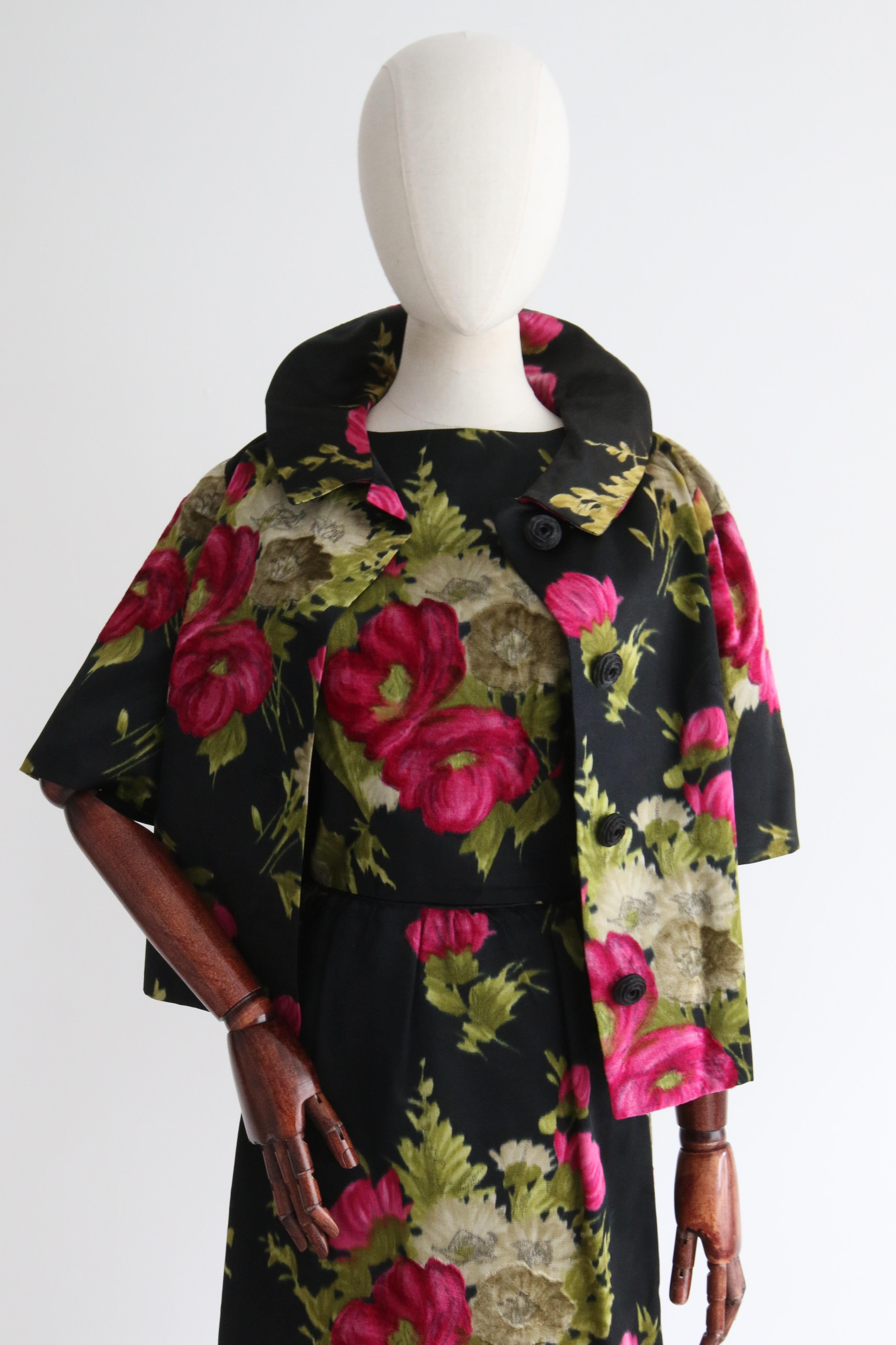 Vintage 1950's Floral Dress & Jacket UK 10 US 6  For Sale 10