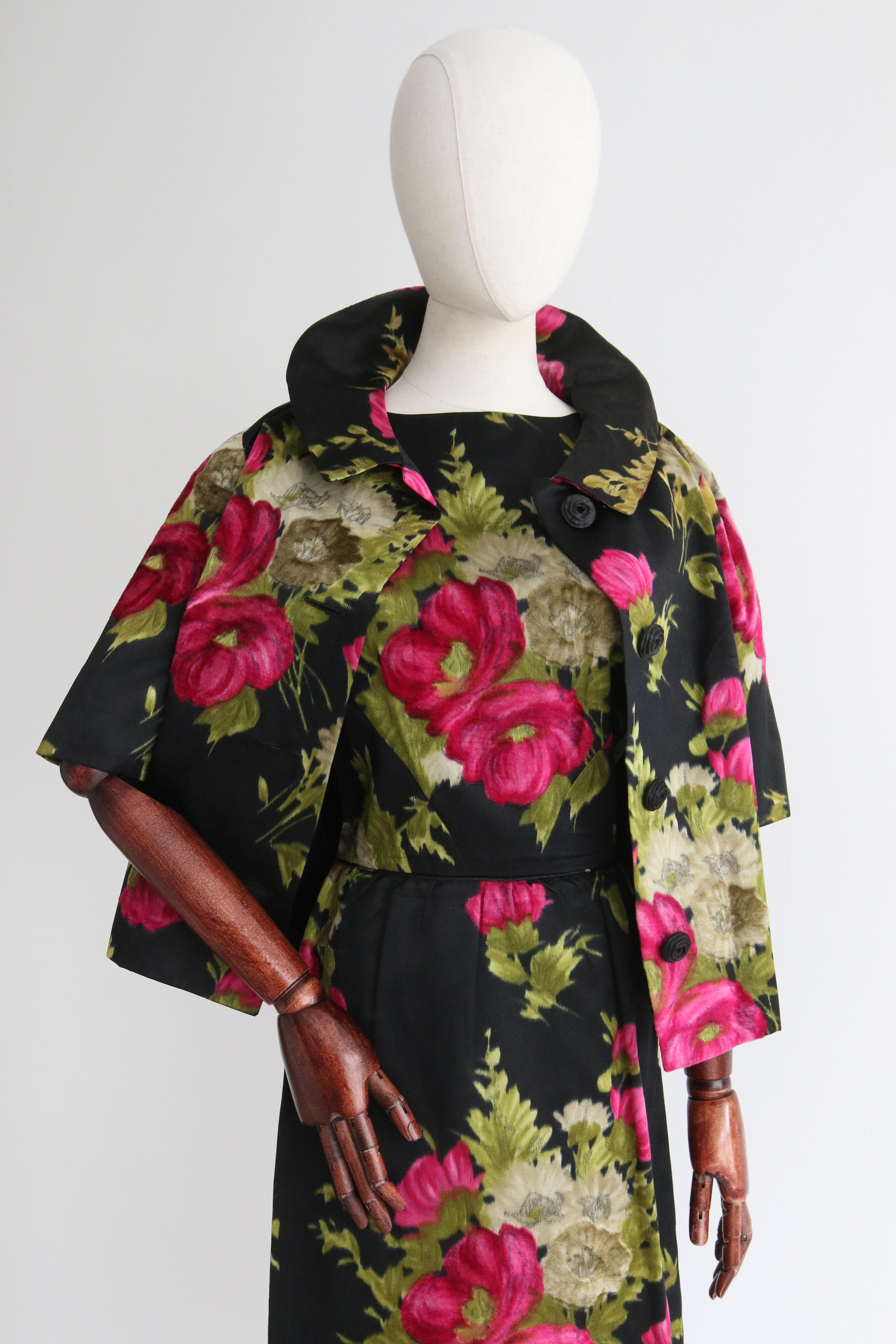 Vintage 1950's Floral Dress & Jacket UK 10 US 6  For Sale 11
