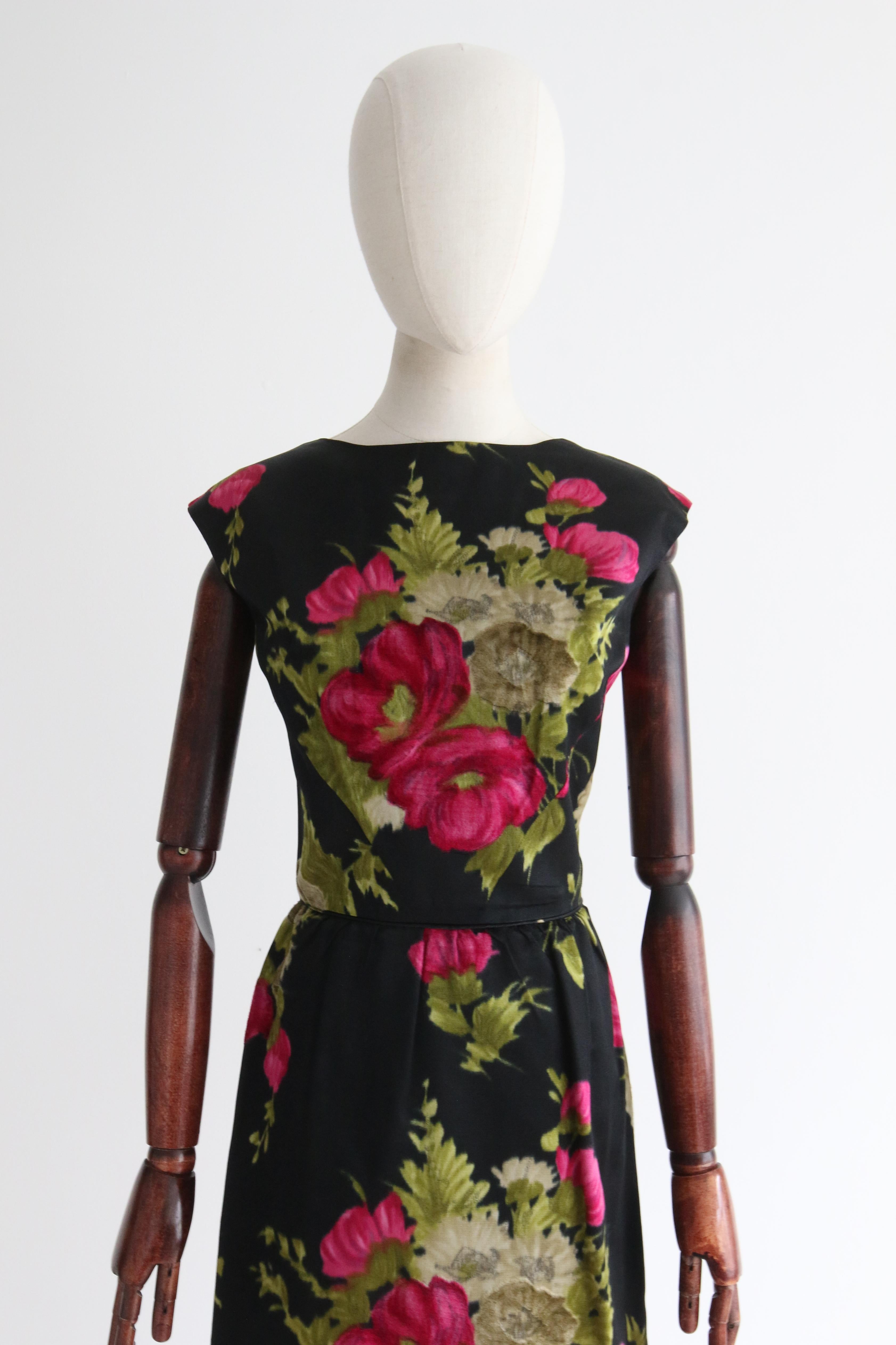 Vintage 1950's Floral Dress & Jacket UK 10 US 6  In Good Condition For Sale In Cheltenham, GB