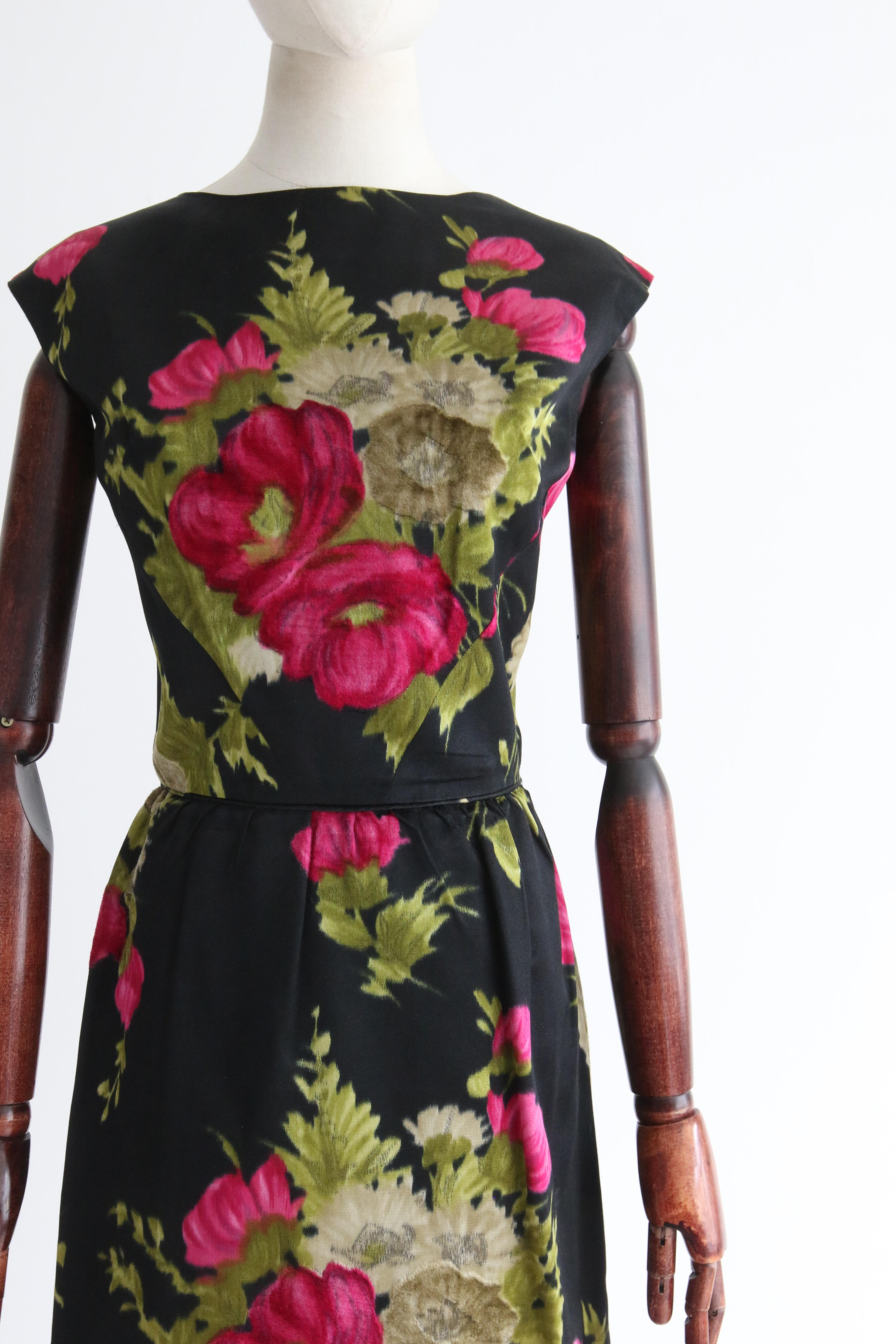 Women's Vintage 1950's Floral Dress & Jacket UK 10 US 6  For Sale