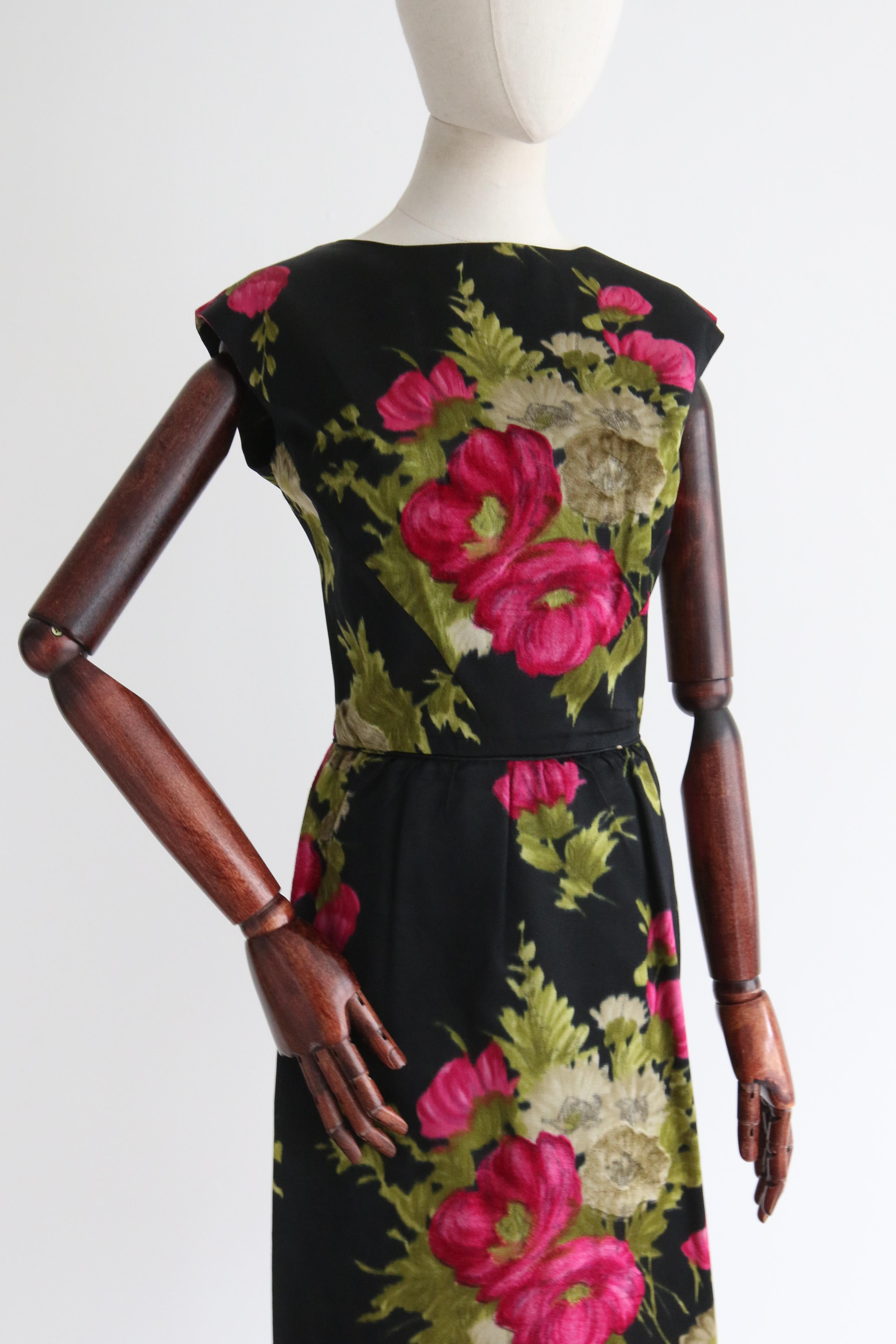 Vintage 1950's Floral Dress & Jacket UK 10 US 6  For Sale 2
