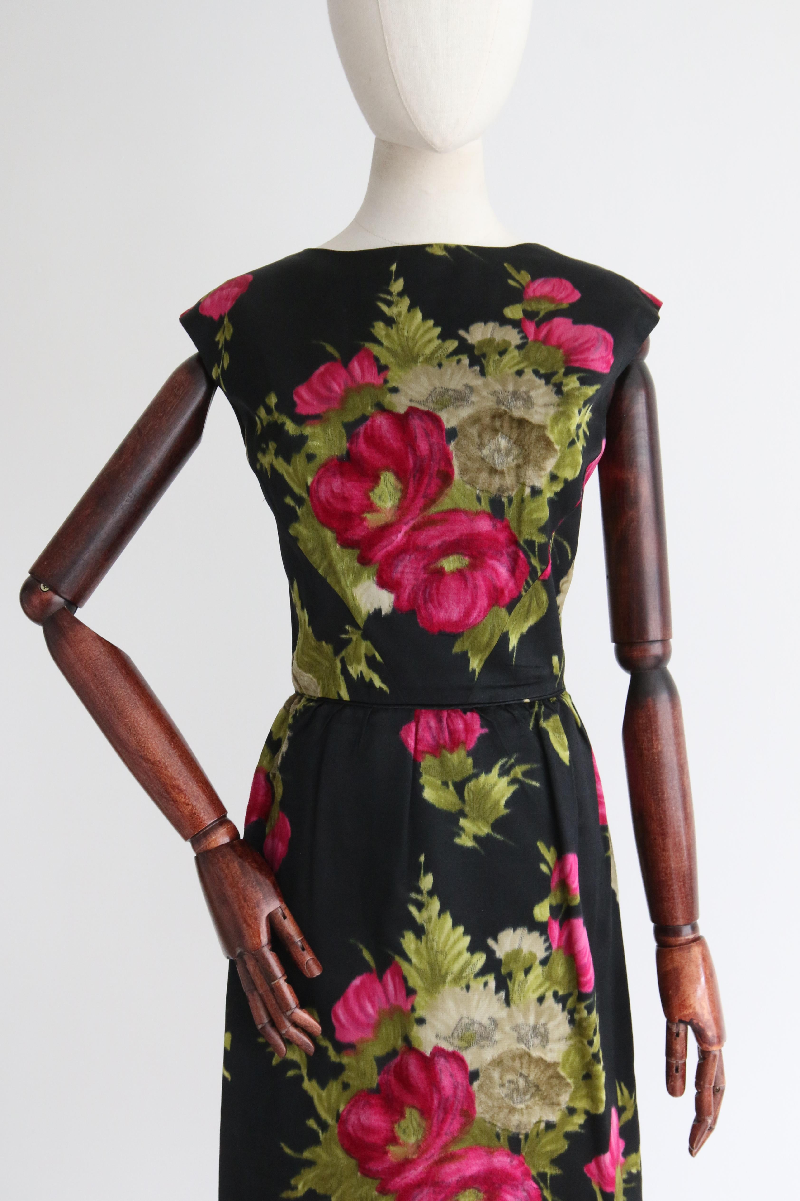 Vintage 1950's Floral Dress & Jacket UK 10 US 6  For Sale 3