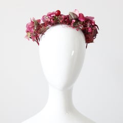 Vintage 1950's floral percher hat original 1950s fuchsia floral percher hat