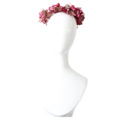 Vintage 1950's floral percher hat original 1950s fuchsia floral percher hat