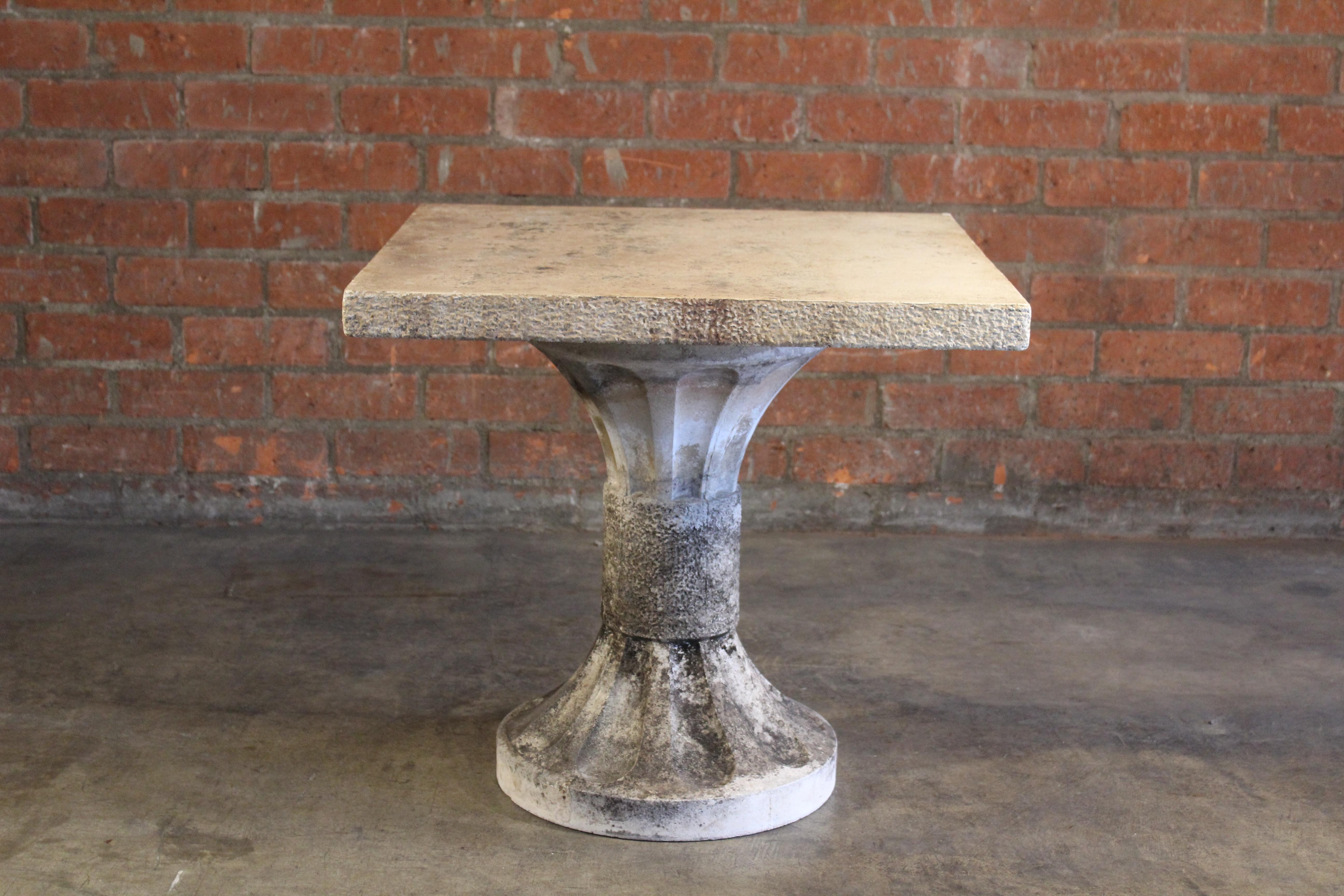 Vintage 1950s French Cast Concrete Garden Table In Fair Condition In Los Angeles, CA