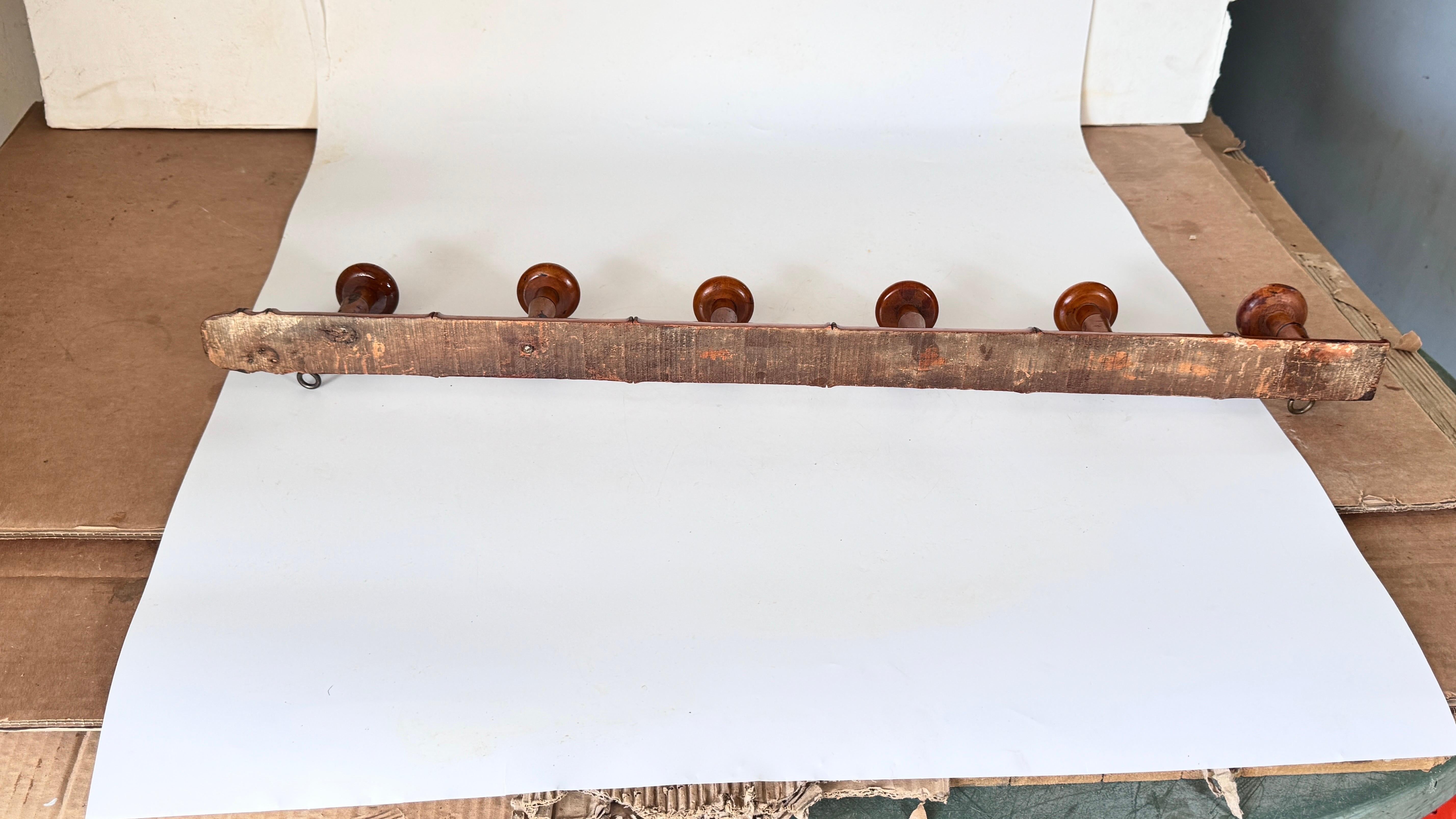 Vintage 1950s French Coat Rack, Light Wood with Faux Bamboo Design Cottage Style For Sale 6