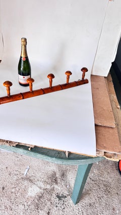 Vintage 1950s French Coat Rack, Light Wood with Faux Bamboo Design Cottage Style