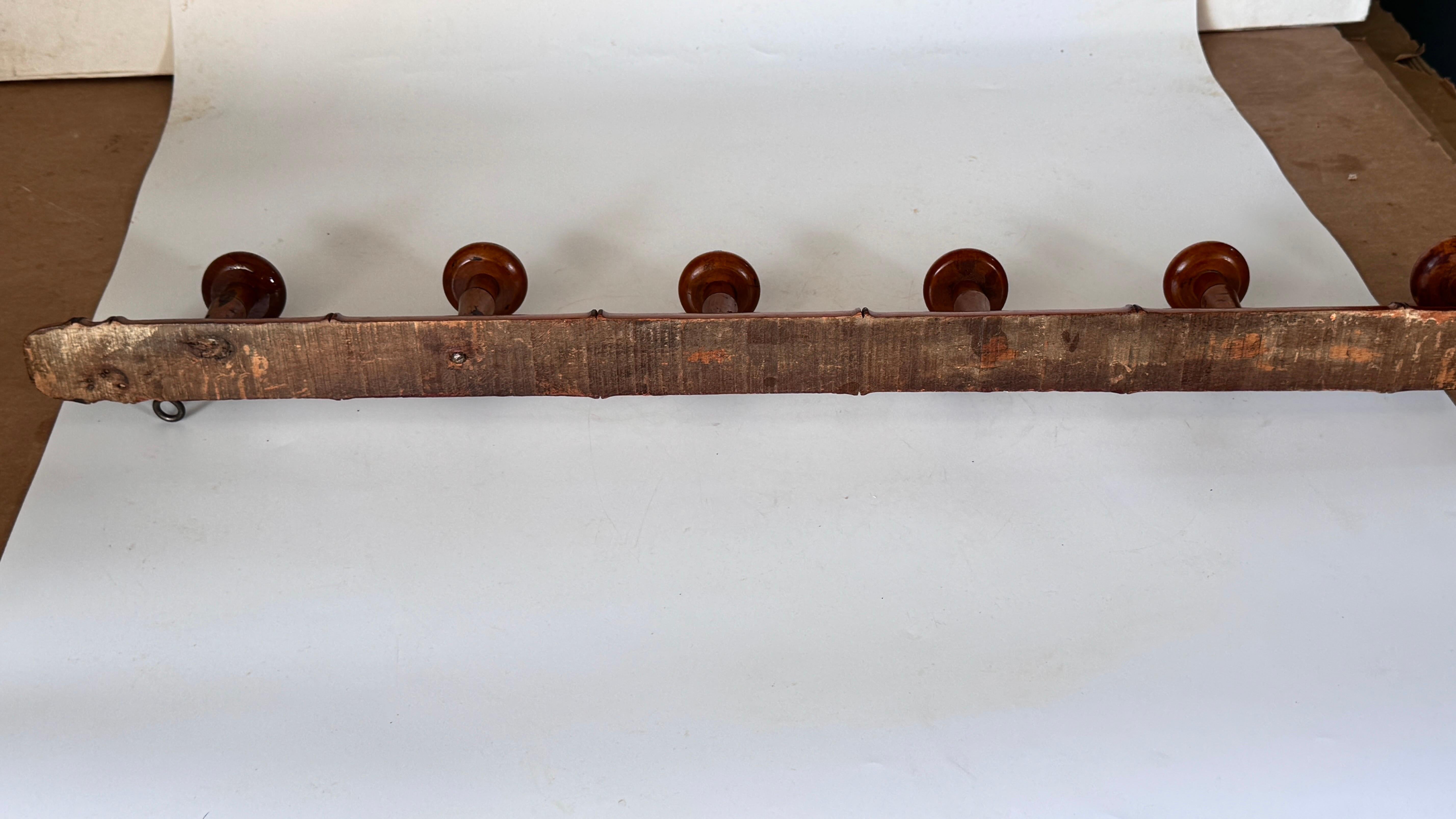 Vintage 1950s French Coat Rack, Light Wood with Faux Bamboo Design Cottage Style In Good Condition For Sale In Auribeau sur Siagne, FR