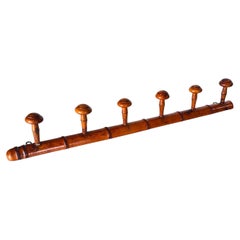 Vintage 1950s French Coat Rack, Light Wood with Faux Bamboo Design Cottage Style