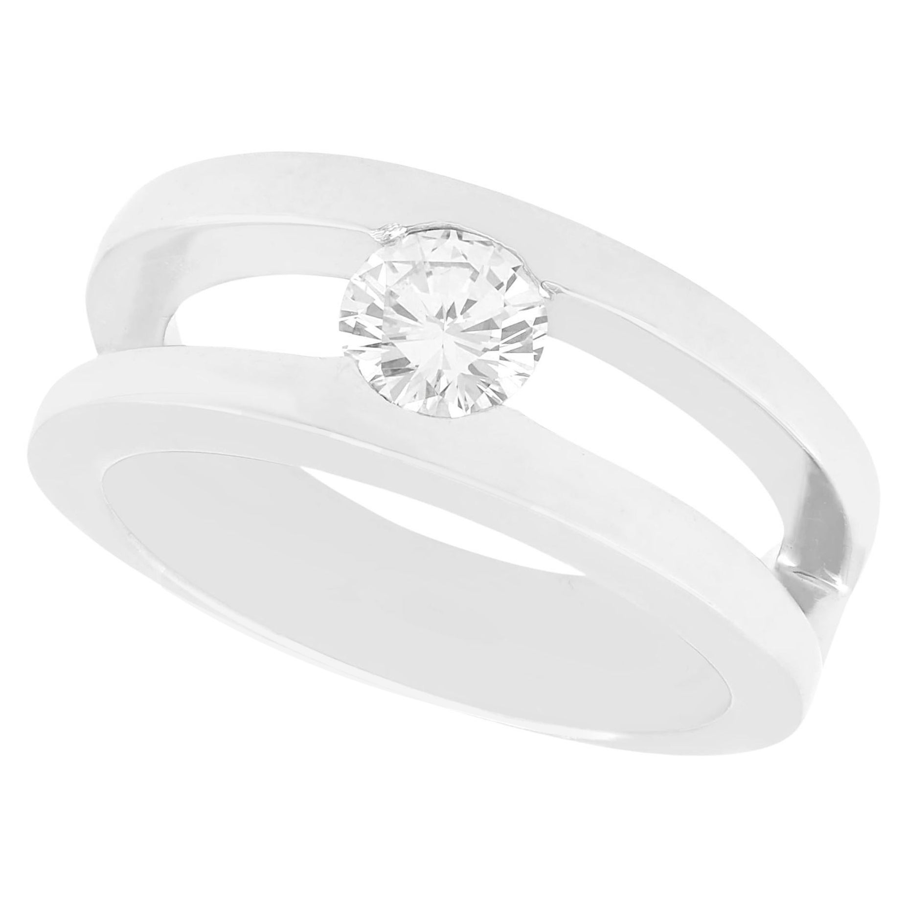 Französischer Solitär-Ring aus Weißgold mit Diamanten, 1950er Jahre