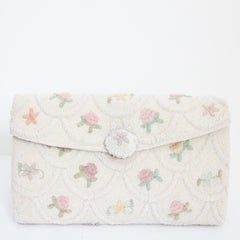 Vintage 1950's French Floral Beaded Clutch Bag 1950's Beaded floral handbag