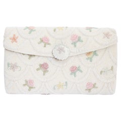 Vintage 1950's French Floral Beaded Clutch Bag 1950's Beaded floral handbag
