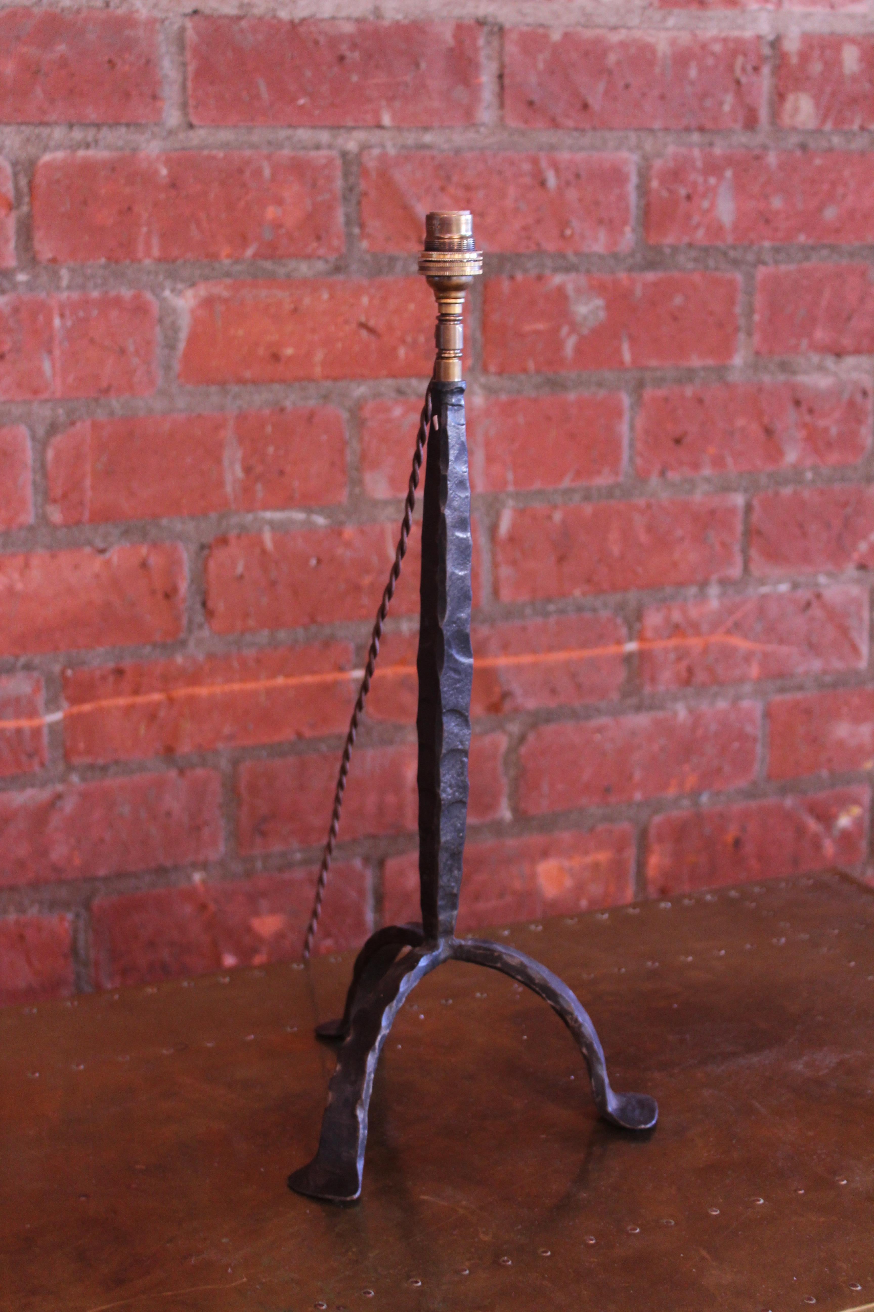 Vintage 1950s French Forged Iron Table Lamp 10