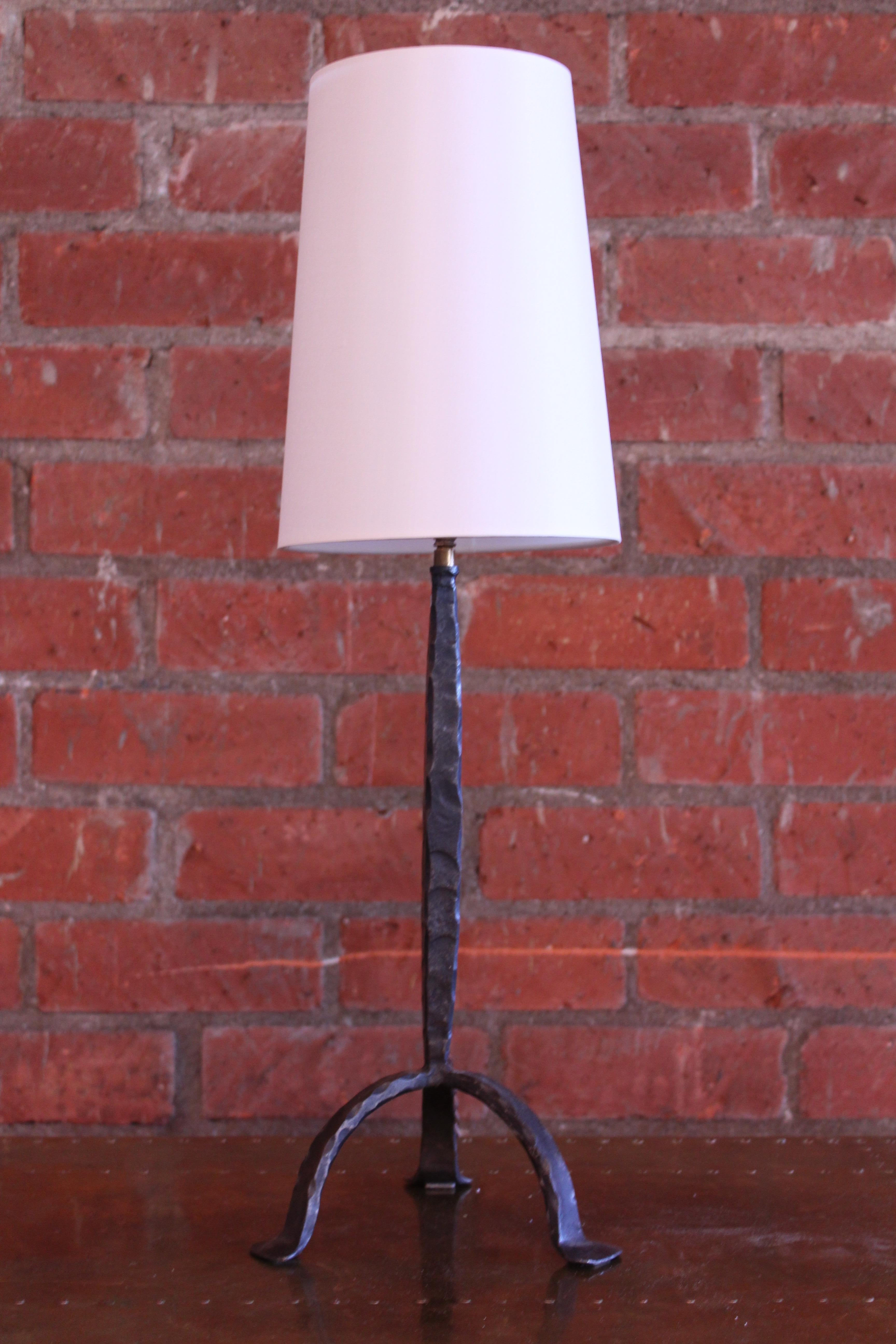 Adam Style Vintage 1950s French Forged Iron Table Lamp