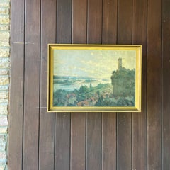 Vintage 1950s French Oil Painting by Henri Miloch Castle