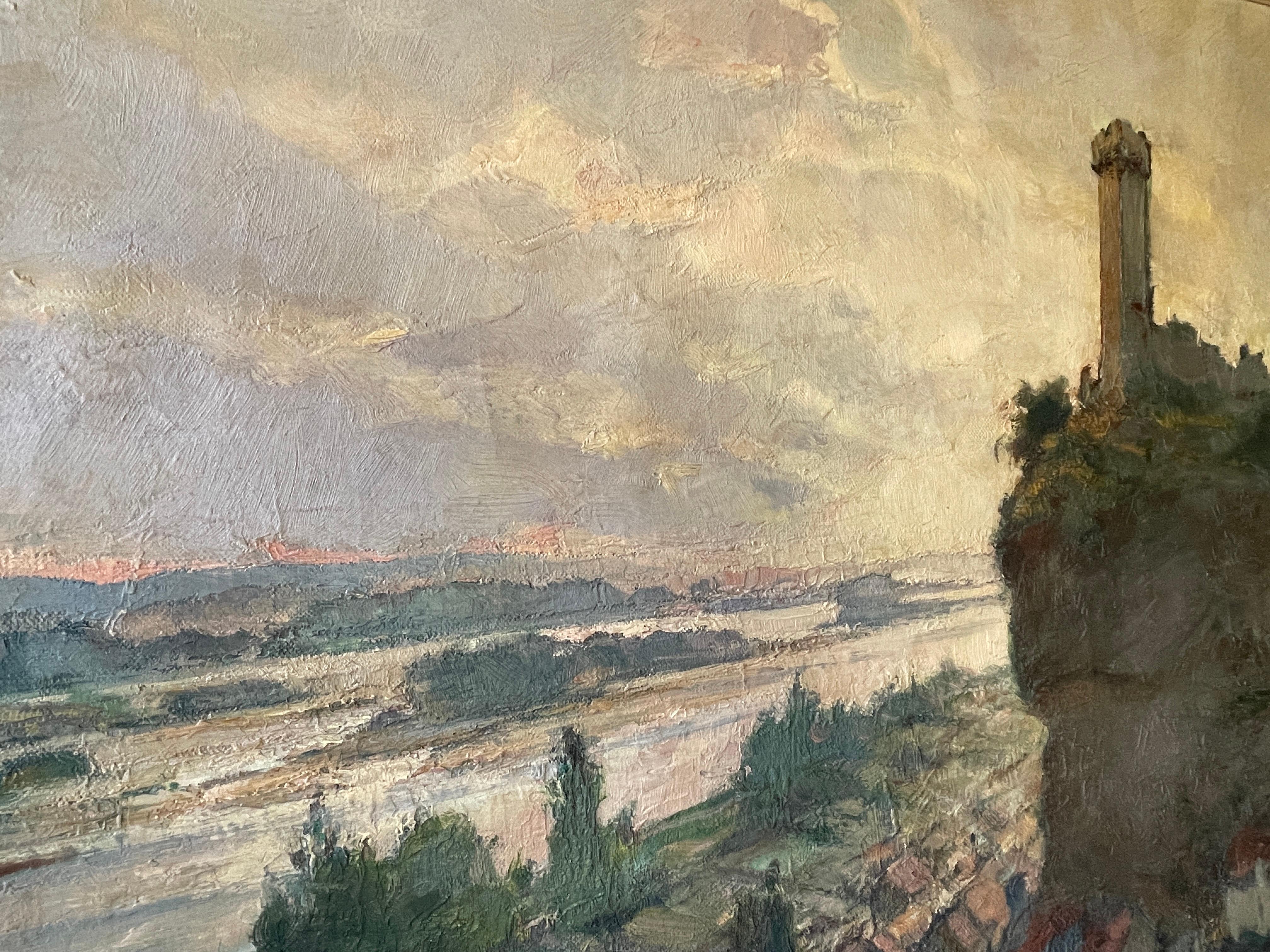Inglese Pittura ad olio francese d'epoca degli anni '50 di Henri Miloch Castle in vendita