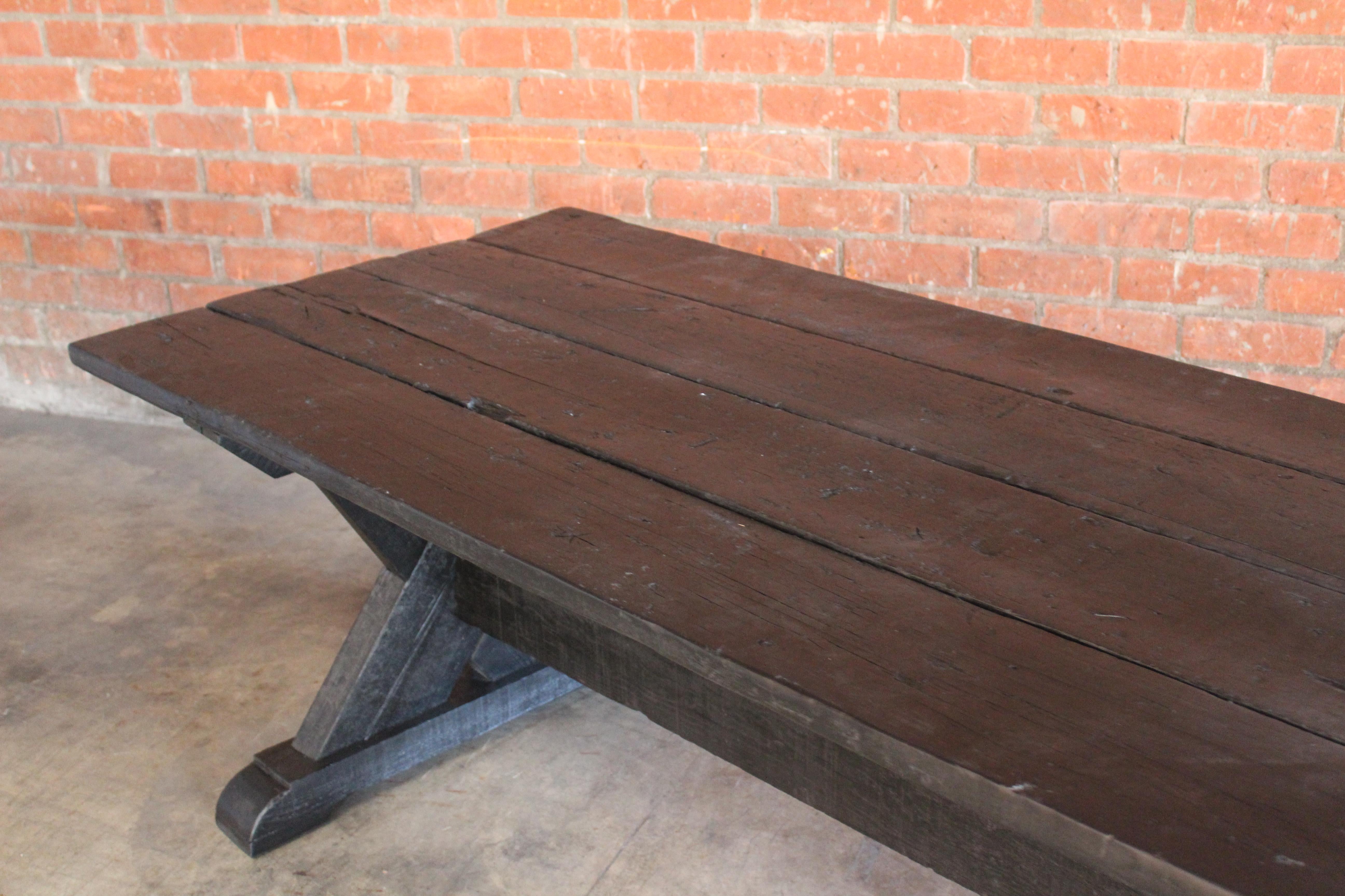 Vintage 1950s French Pine Farm Table 3