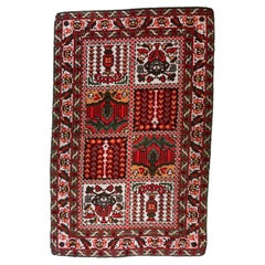 Tappeto vintage anni '50 in stile Savonnerie francese, lana rivestita a mano, 3,10' x 6,4' -1C1244